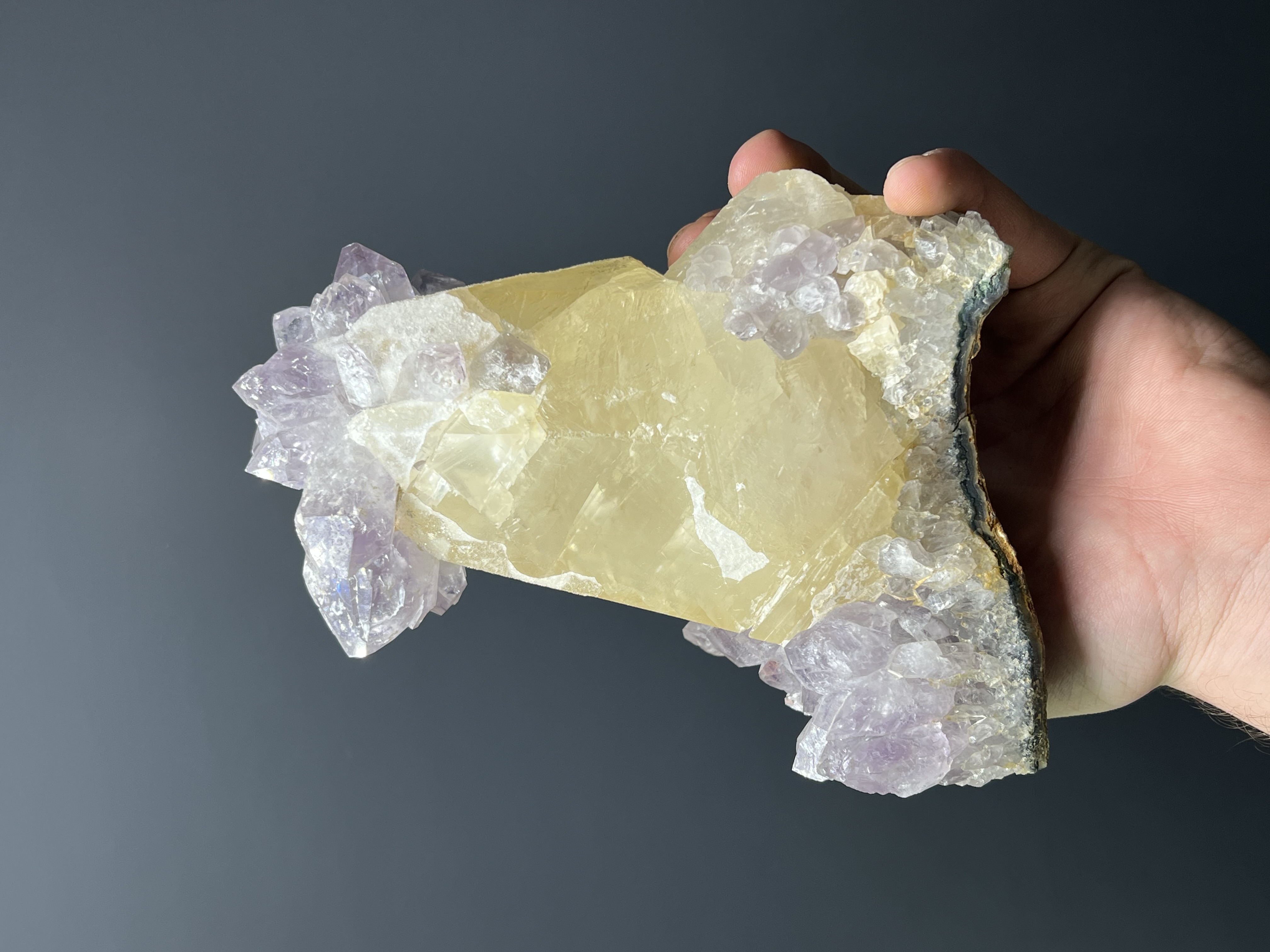 Very Rare! Amethyst On Calcite On Amethyst