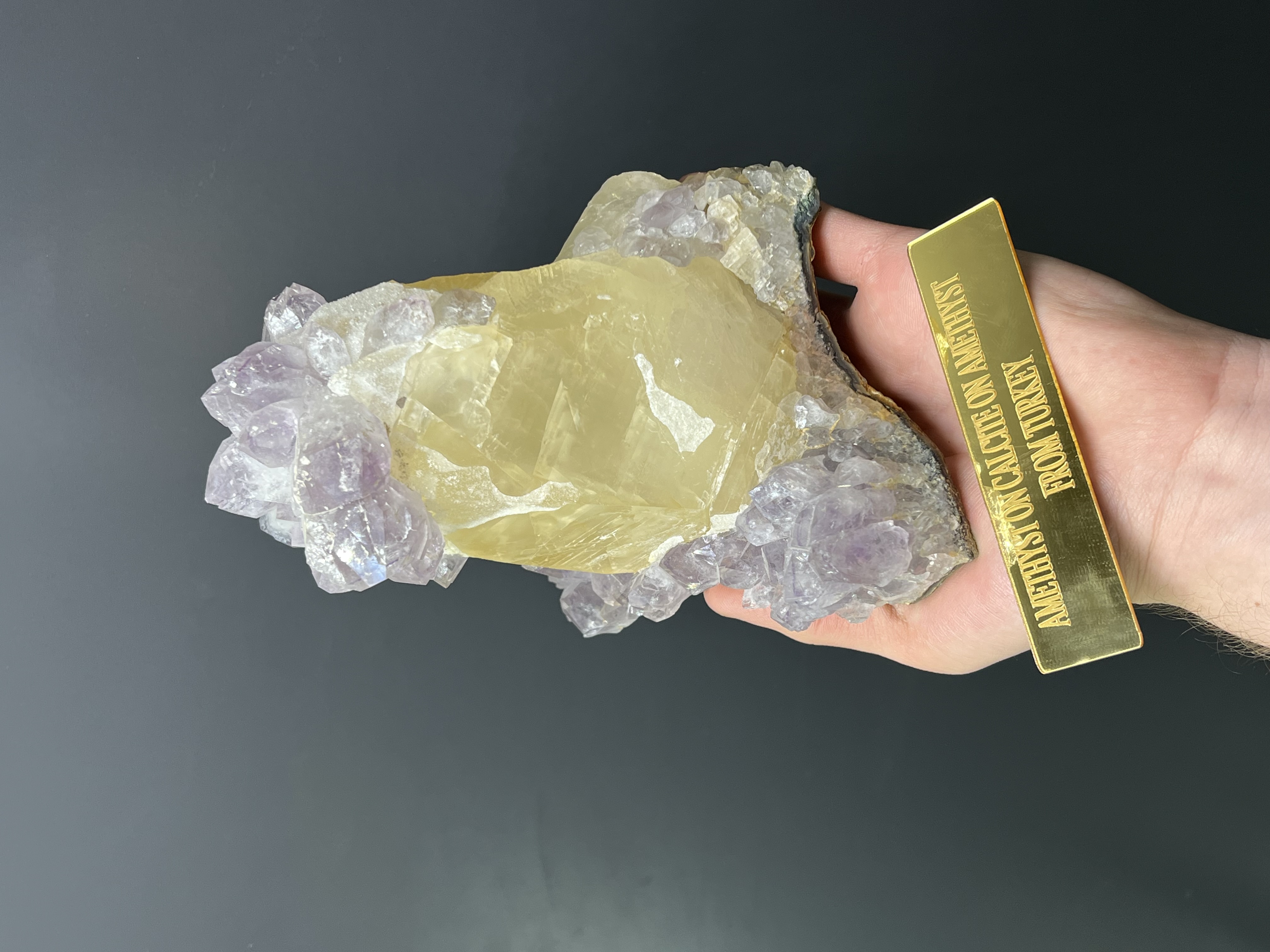 Very Rare! Amethyst On Calcite On Amethyst