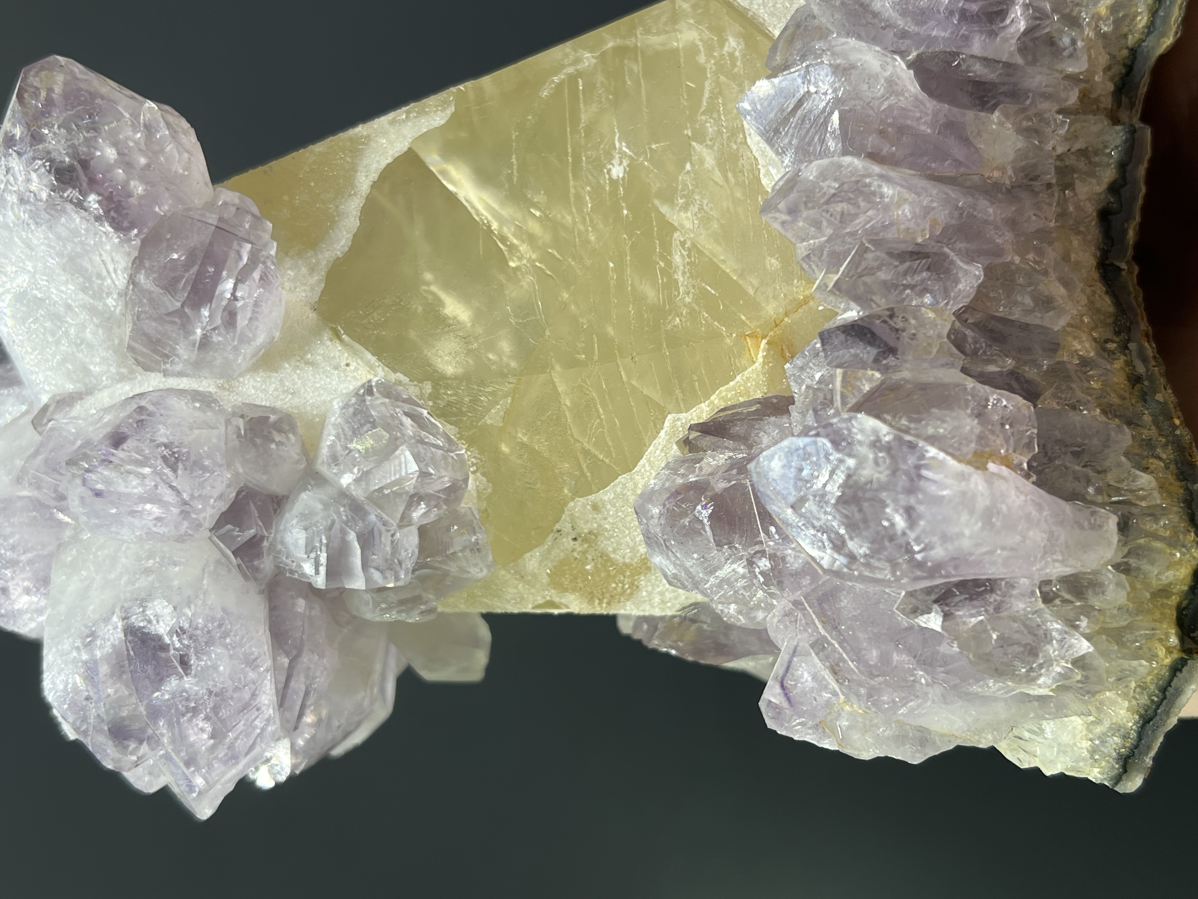 Very Rare! Amethyst On Calcite On Amethyst