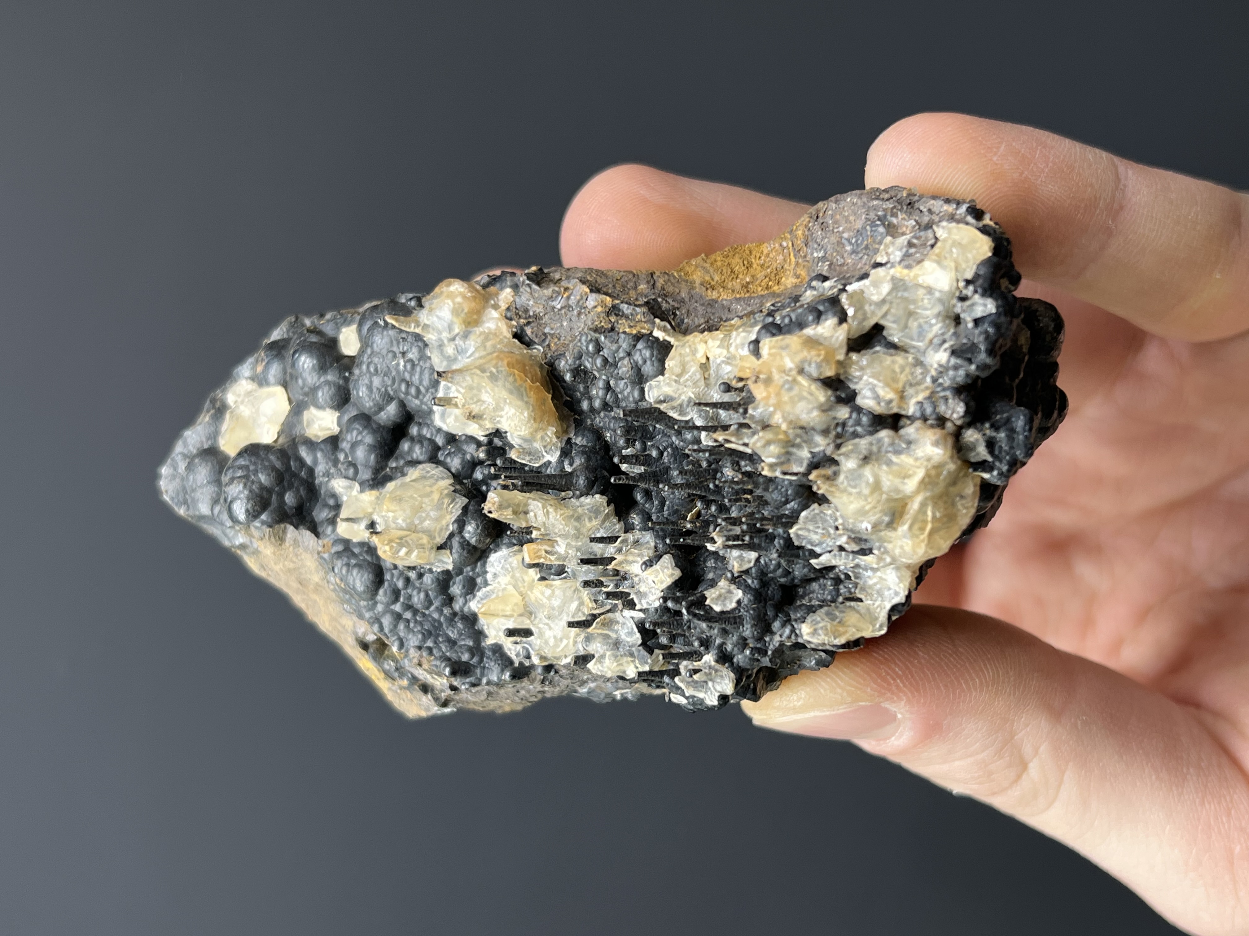 Museum Quality! Crystal Calcite With Stalactite Goethite 