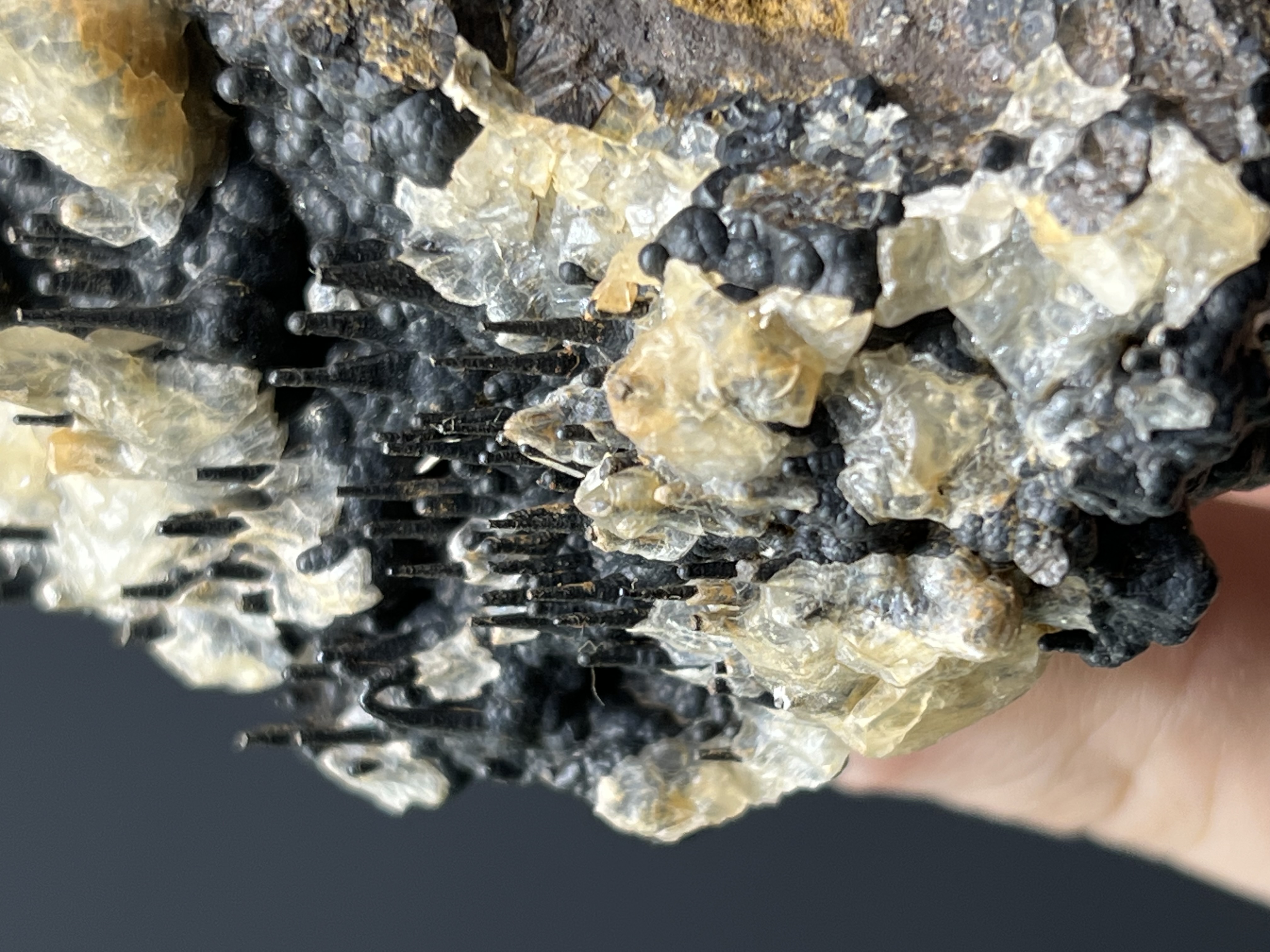 Museum Quality! Crystal Calcite With Stalactite Goethite 