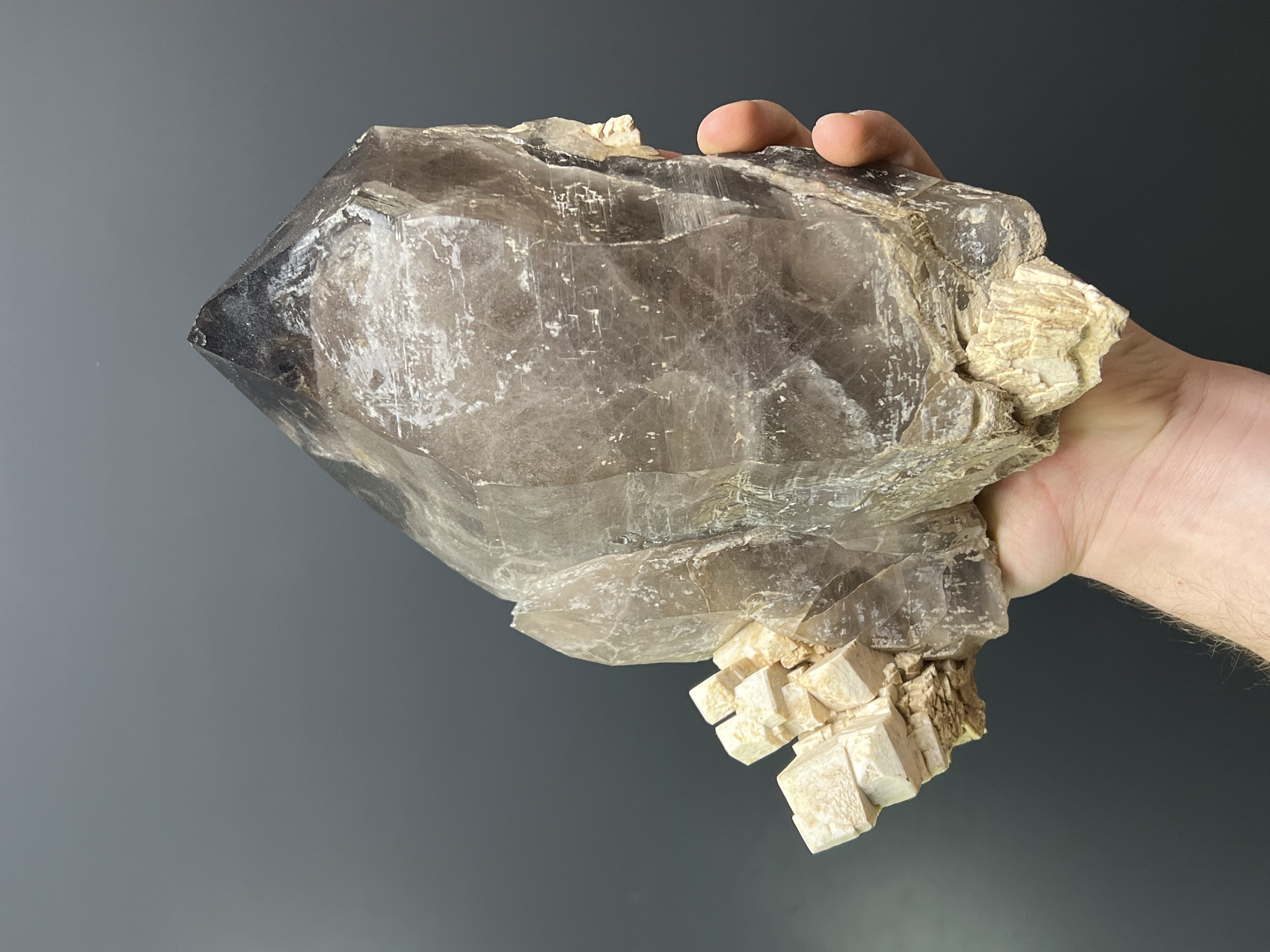 Museum Grade Ortochlase With Big Smoky Quartz