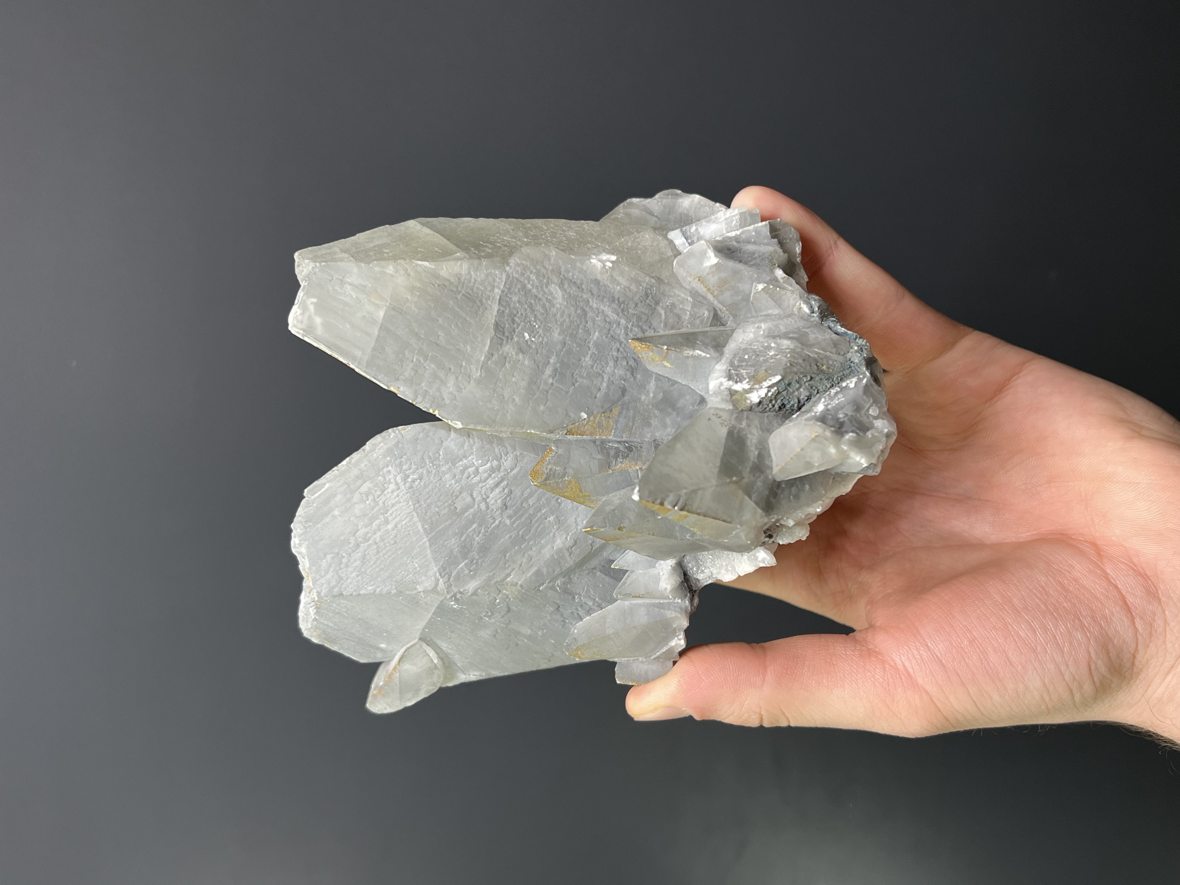 Special Formation! Chalcopyrite With Gray Crystal Calcite