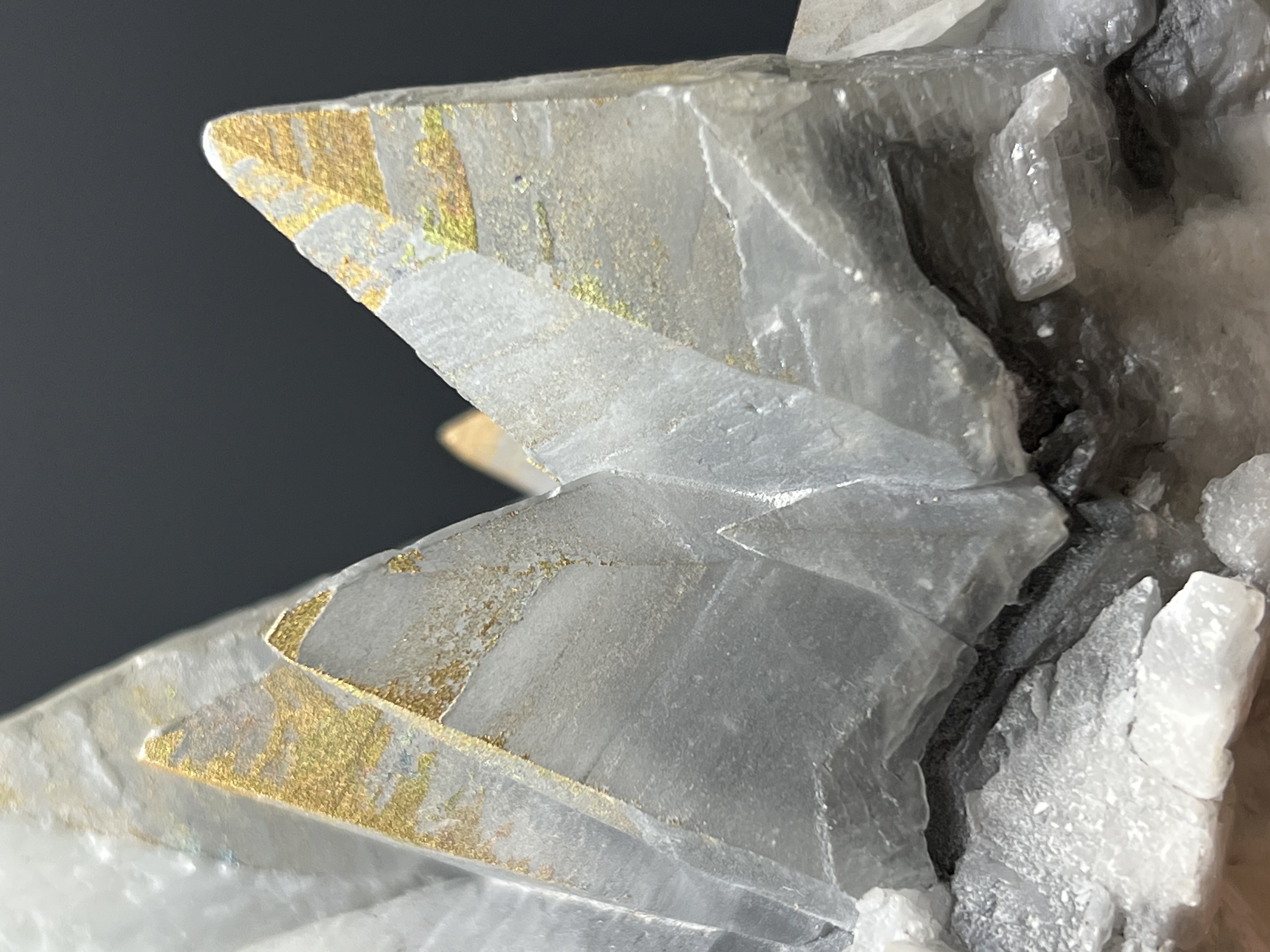Special Formation! Chalcopyrite With Gray Crystal Calcite