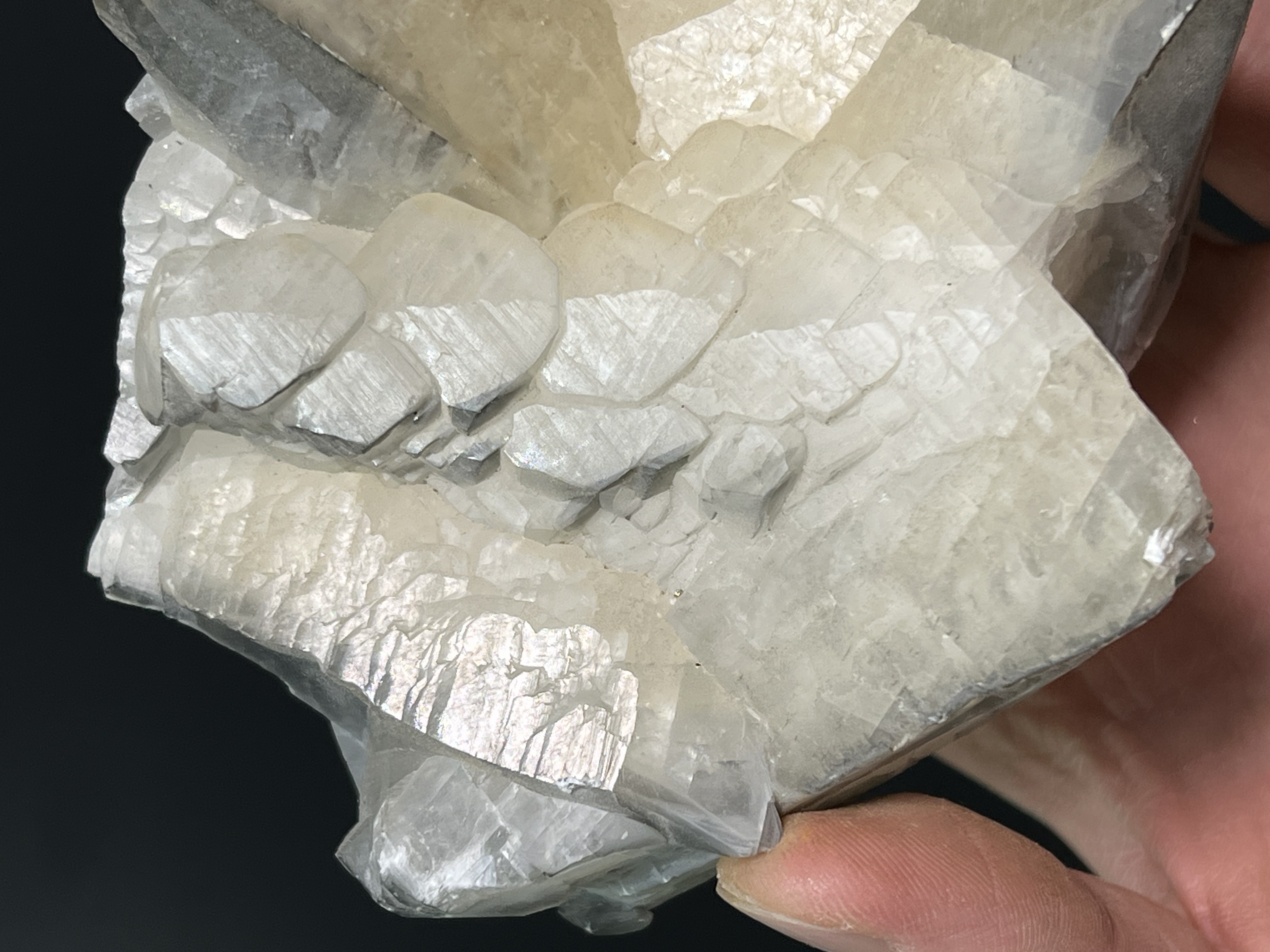 Gray And White Tooth Crystal Calcite