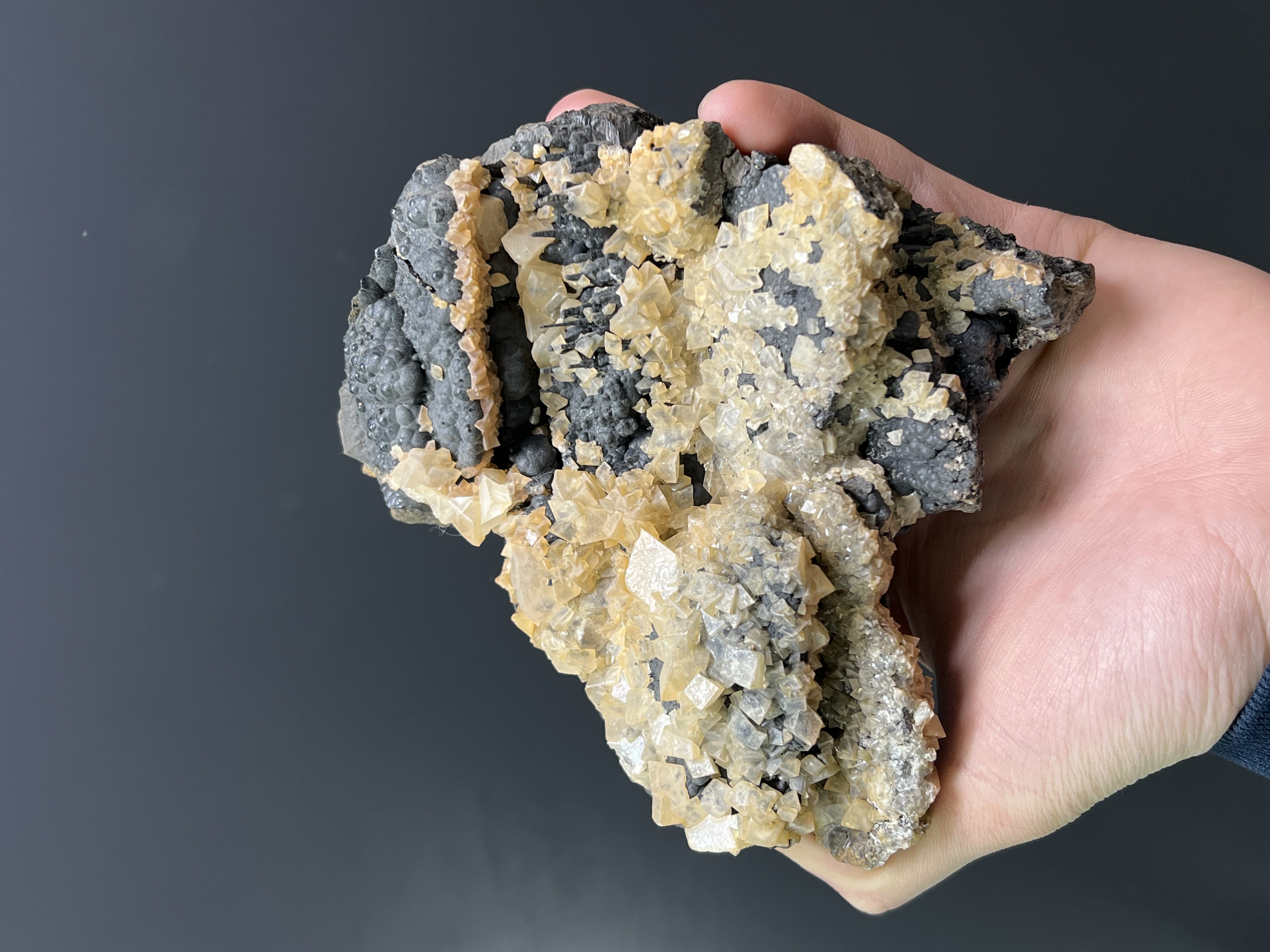 Special Formation Crystal Calcite With Stalactite Goethite