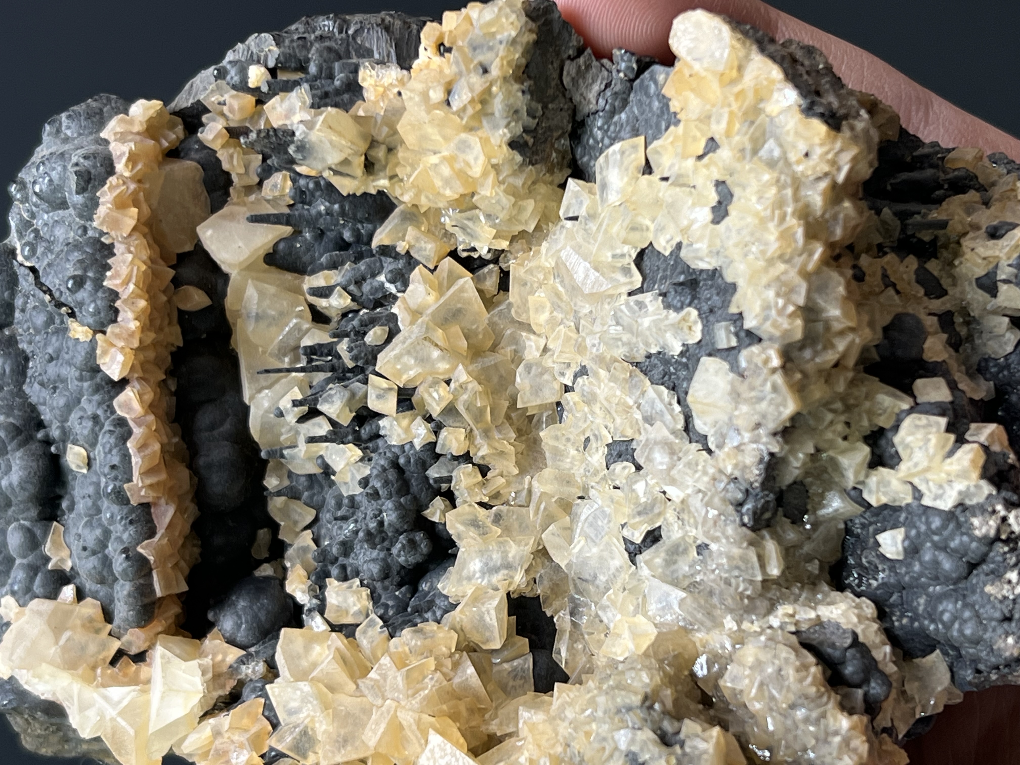 Special Formation Crystal Calcite With Stalactite Goethite