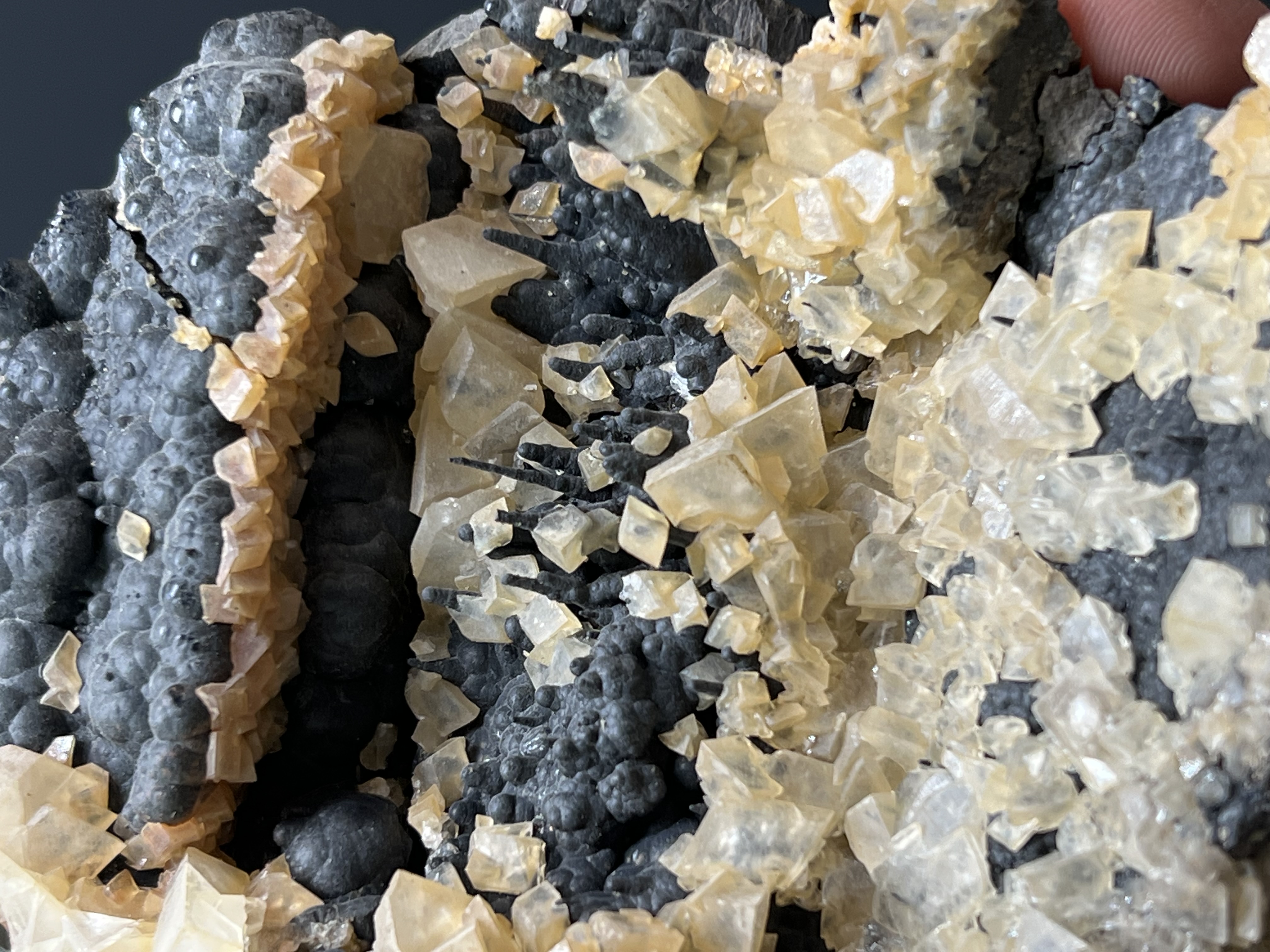 Special Formation Crystal Calcite With Stalactite Goethite