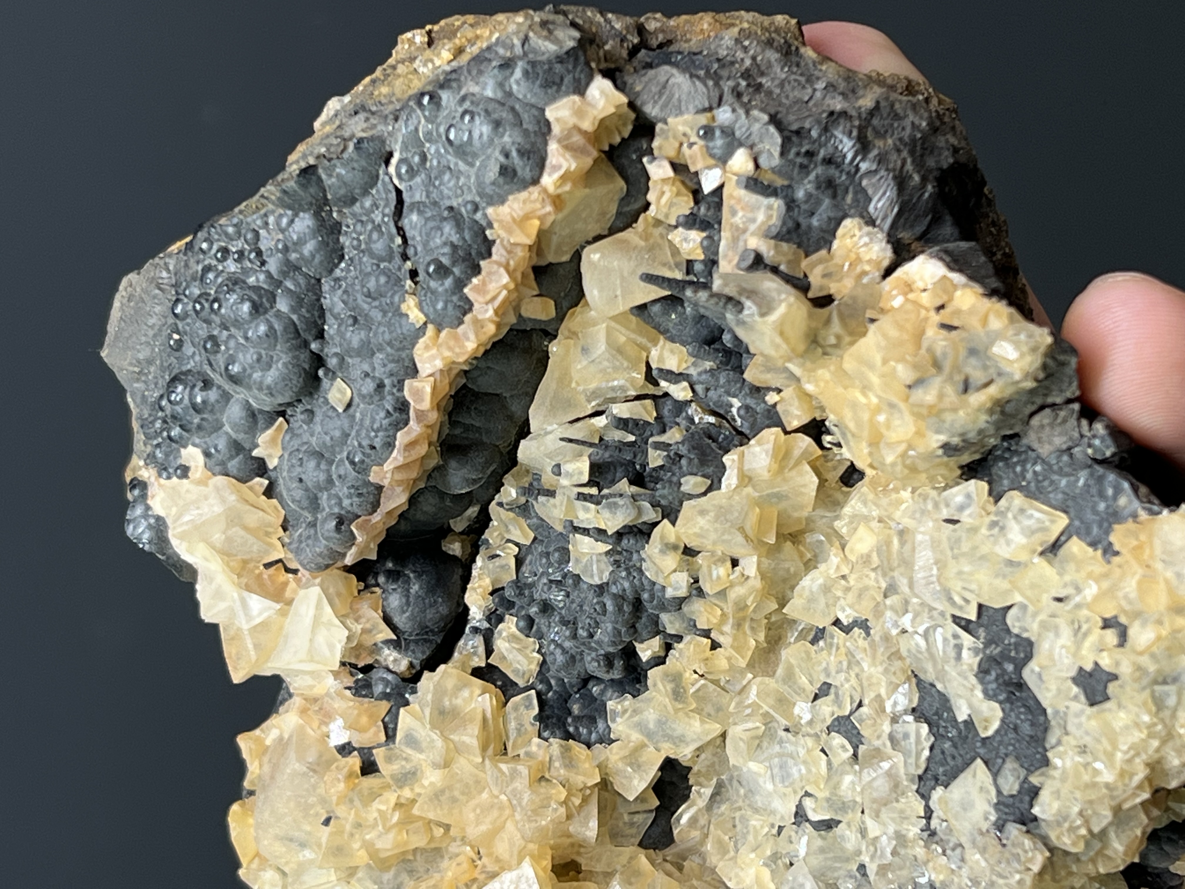 Special Formation Crystal Calcite With Stalactite Goethite