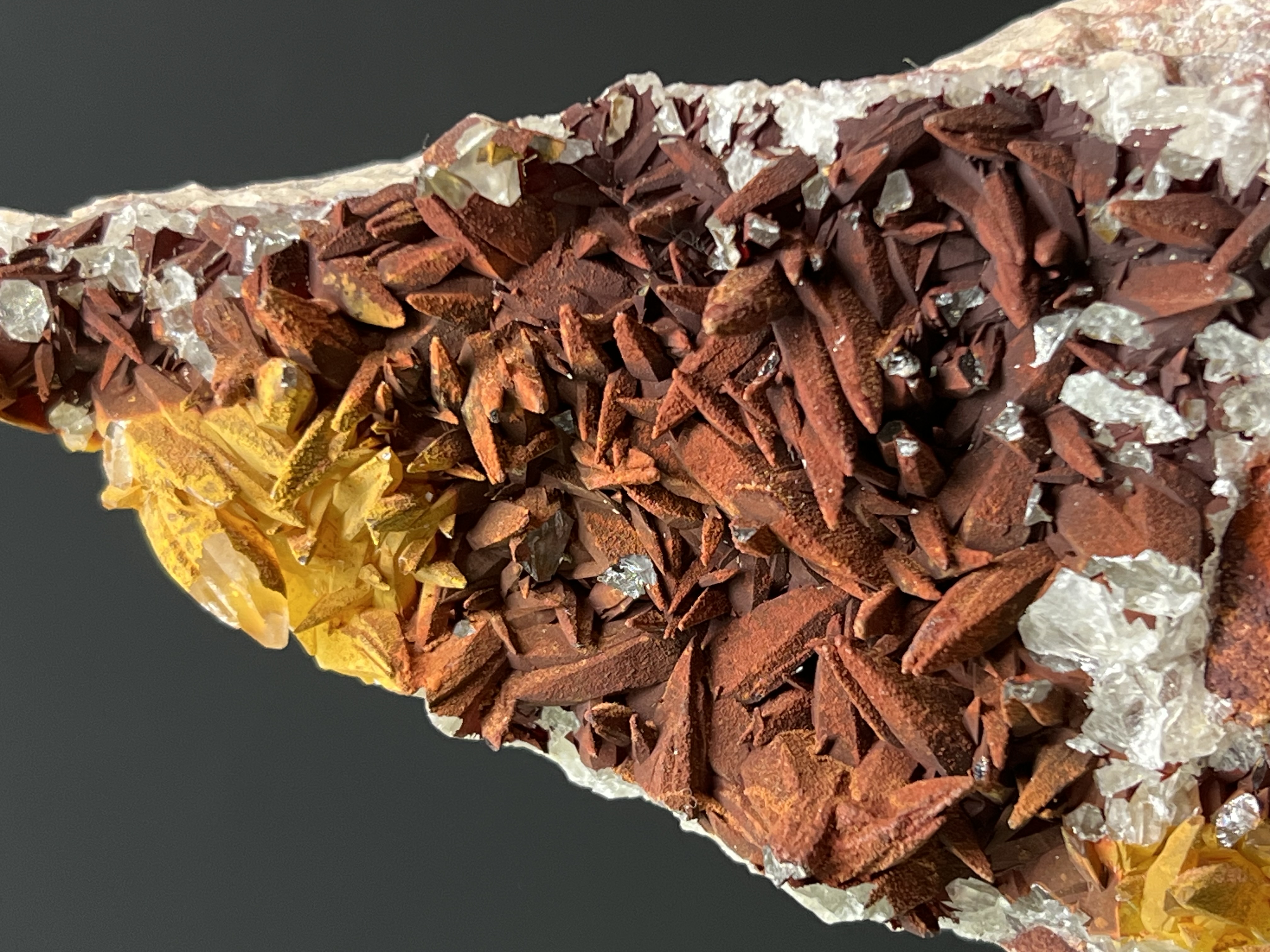 Hematite Inclusion Yellow And Red Color Crystal Calcite