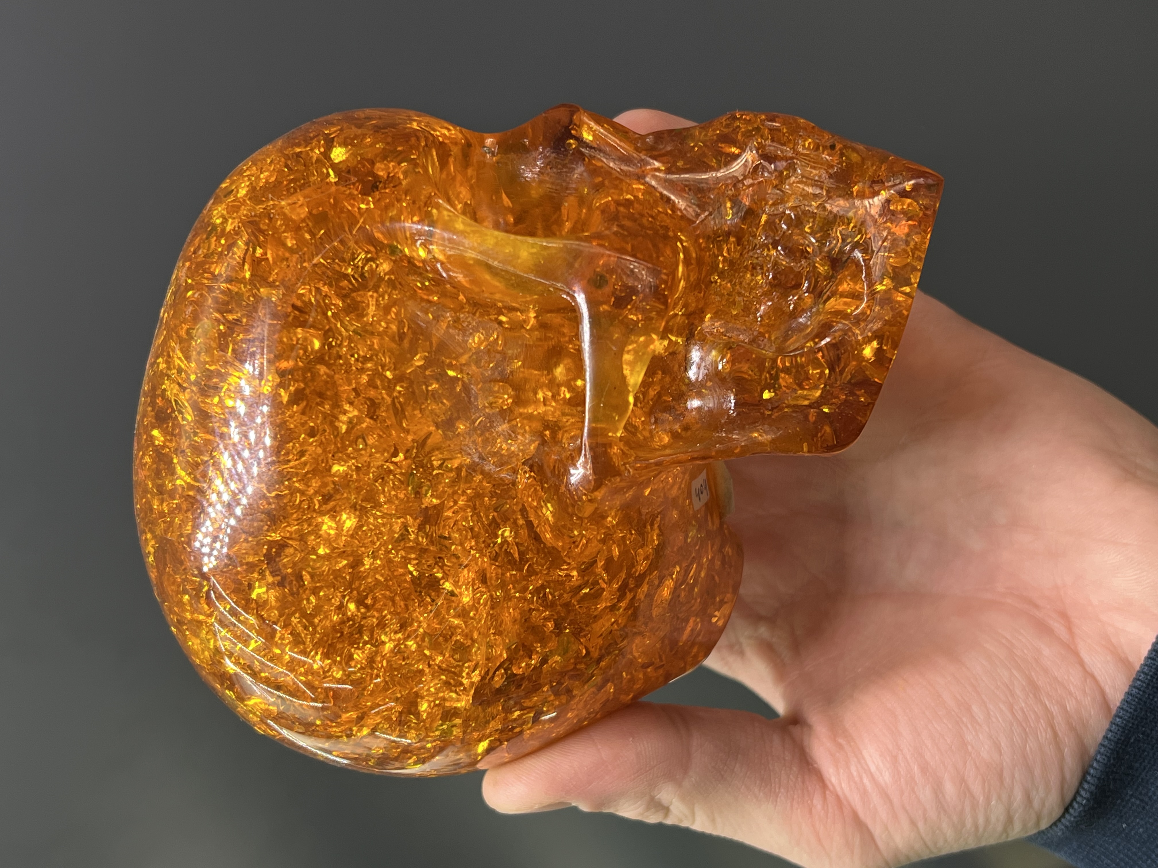 Museum Grade, Baltic Amber Gold Skull, 813gram