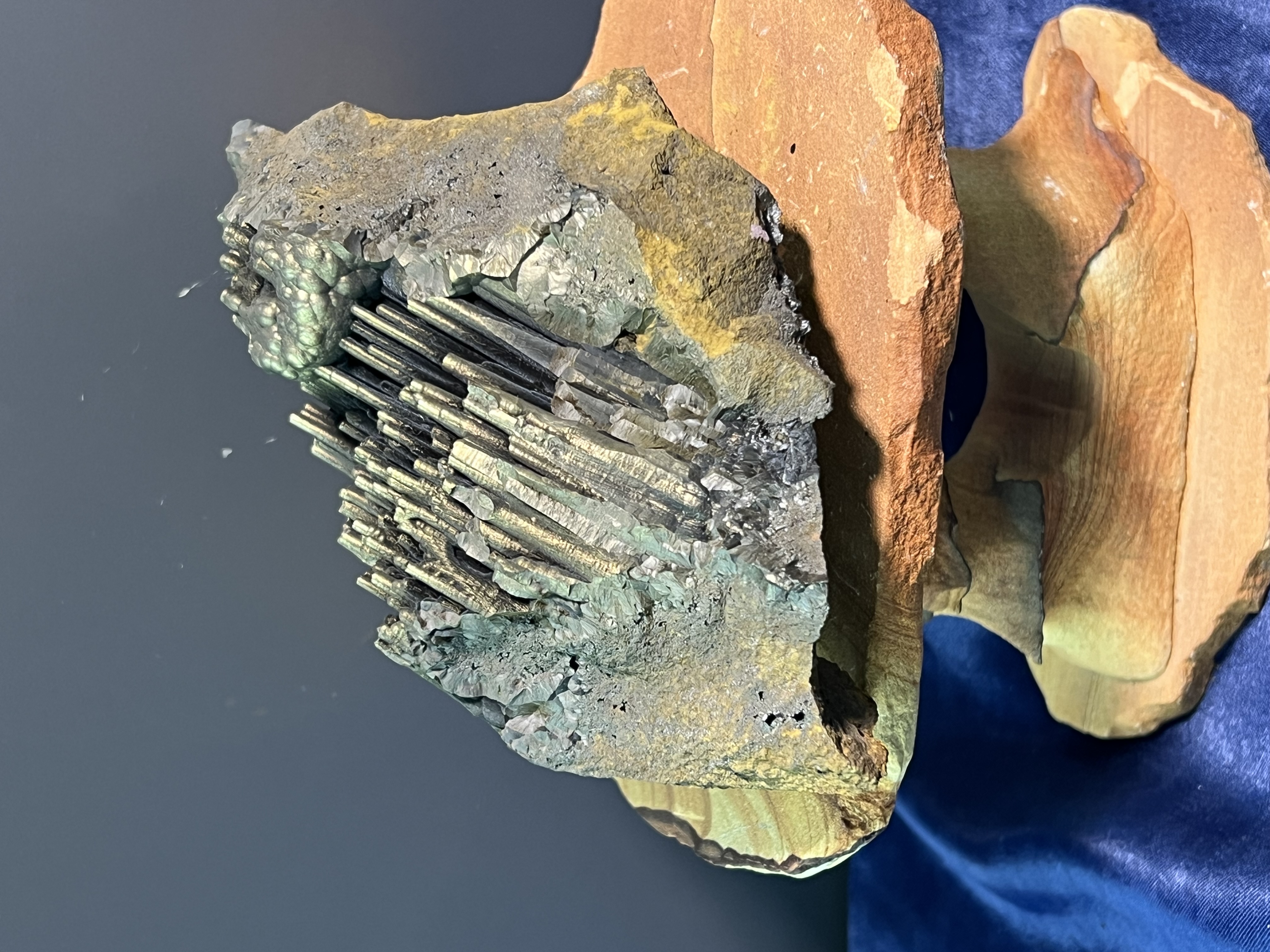 Museum Quality, Very Showy And Rare Golden Color Stalactite Goethite 