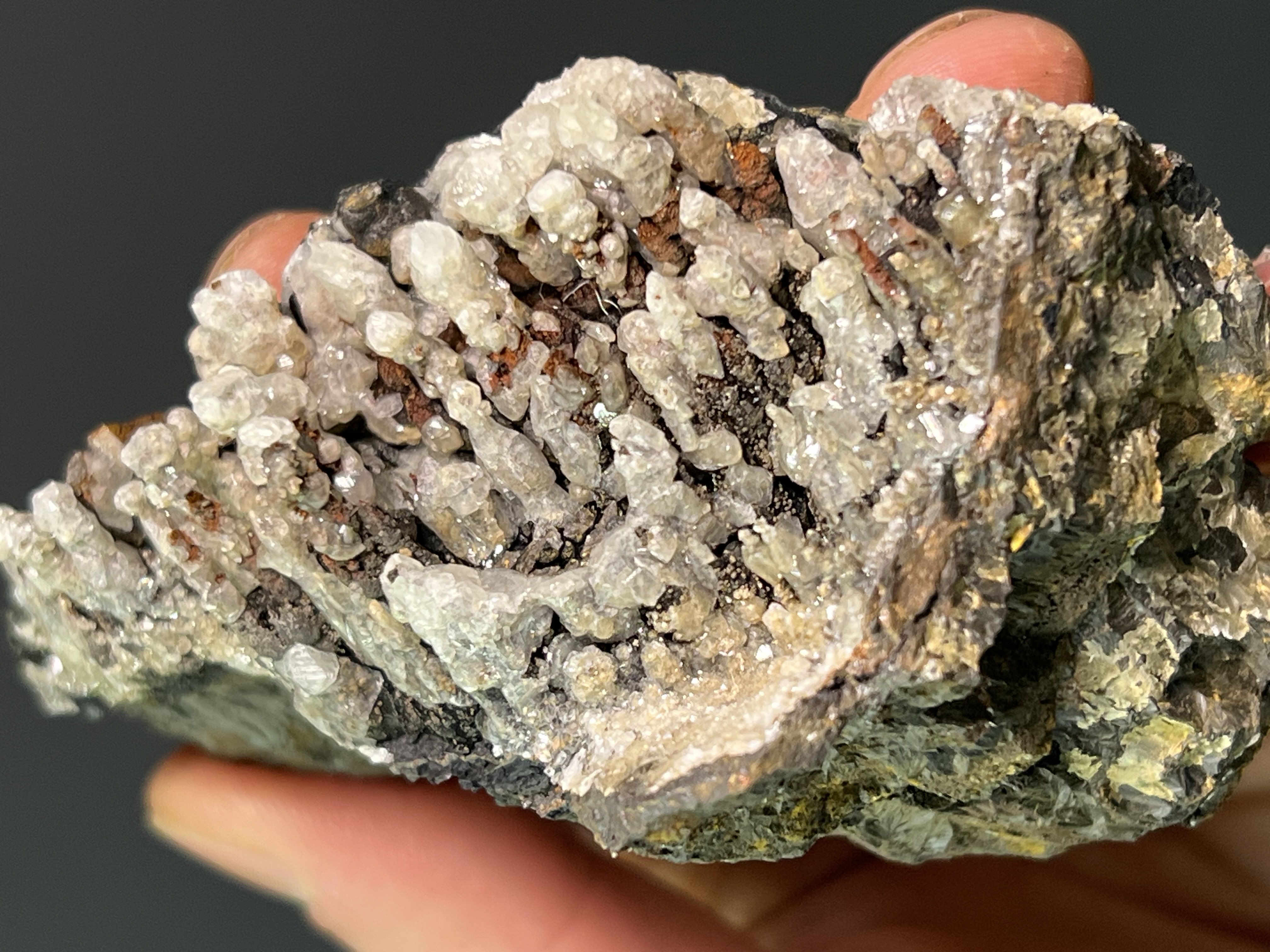 Very Special Museum Piece, Crystal Calcite On Stalactite Goethite 