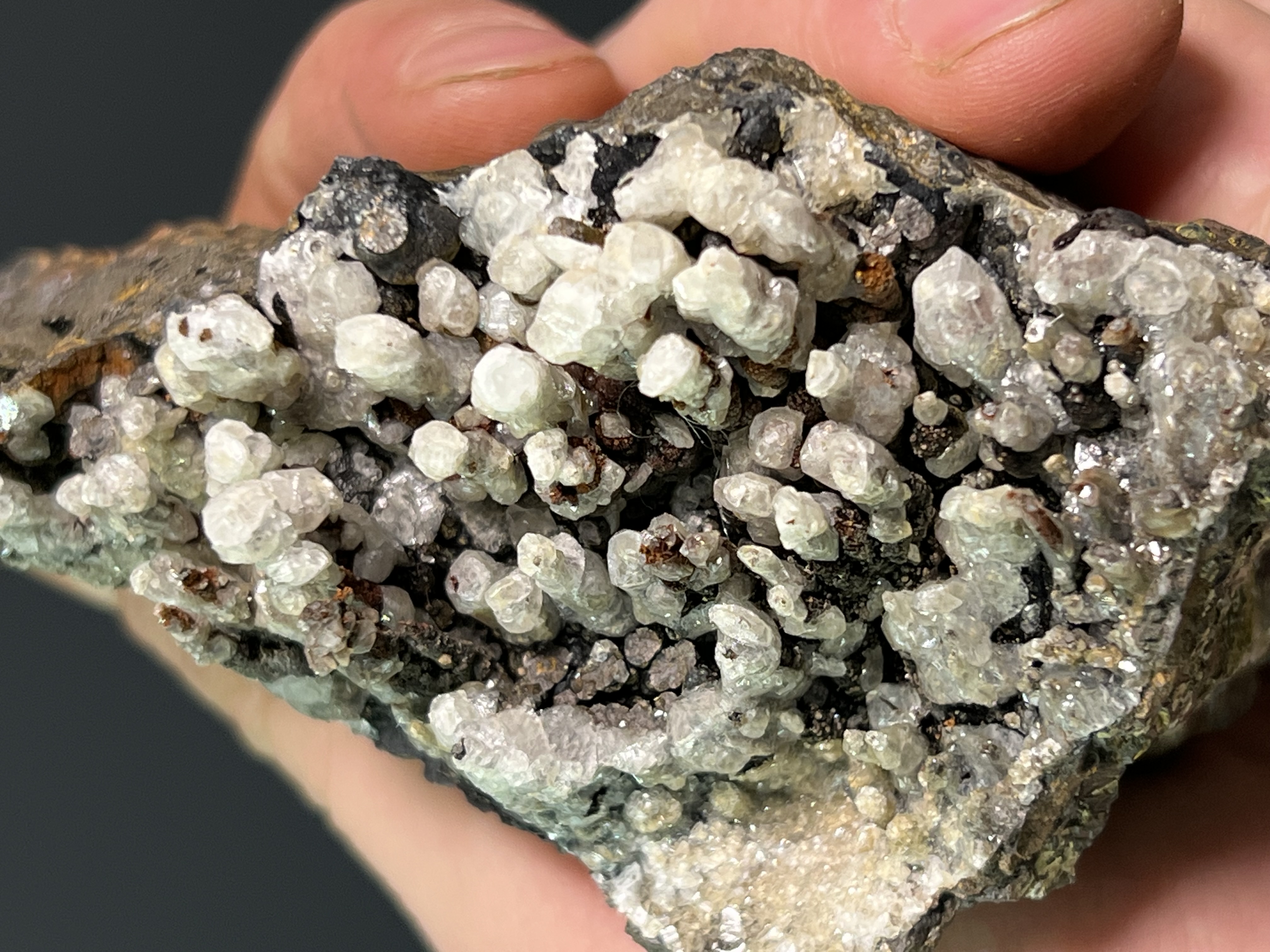 Very Special Museum Piece, Crystal Calcite On Stalactite Goethite 