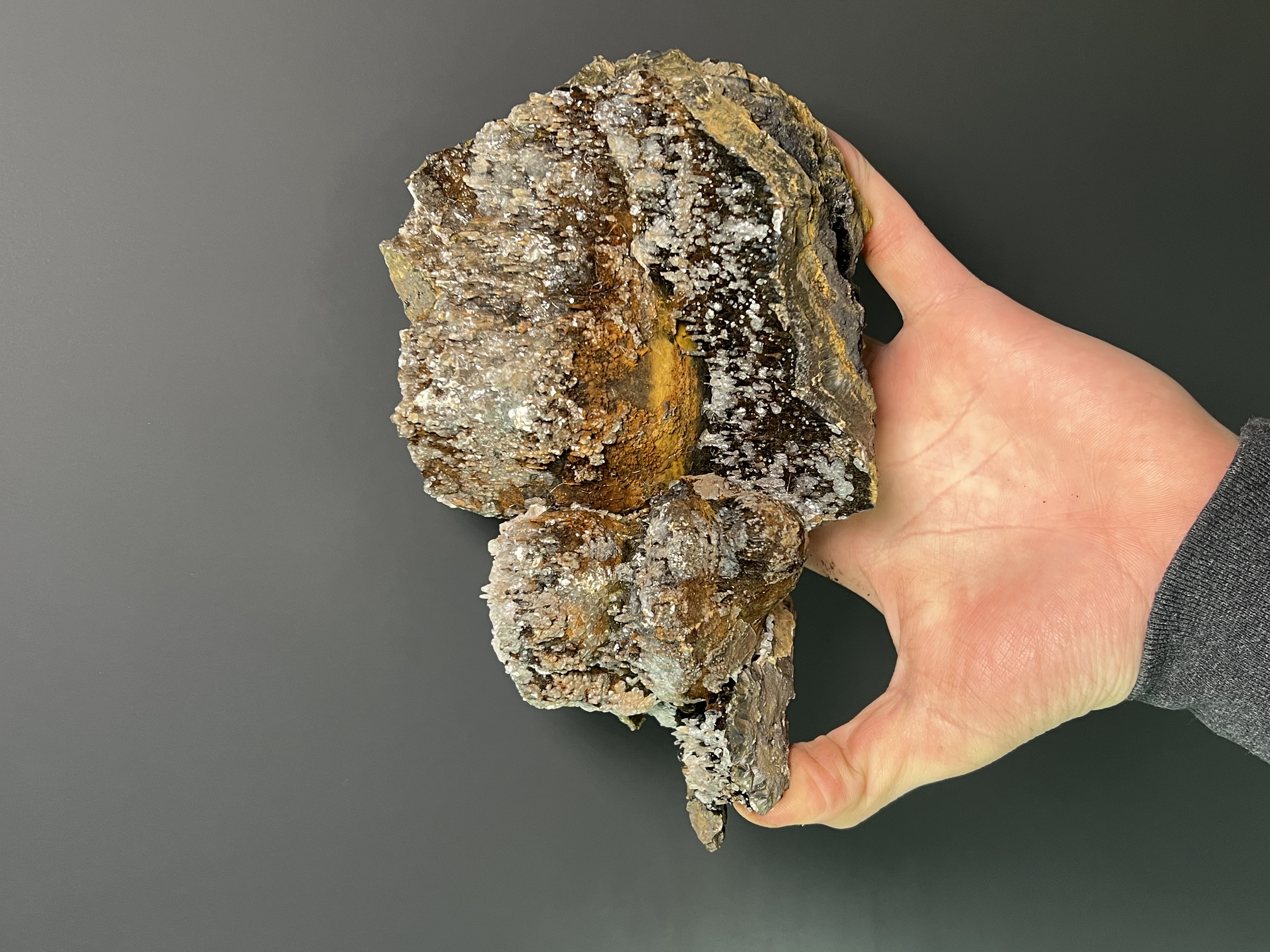 Museum Quality, Very Special Crystal Calcite And Limonite On Stalactite Goethite 