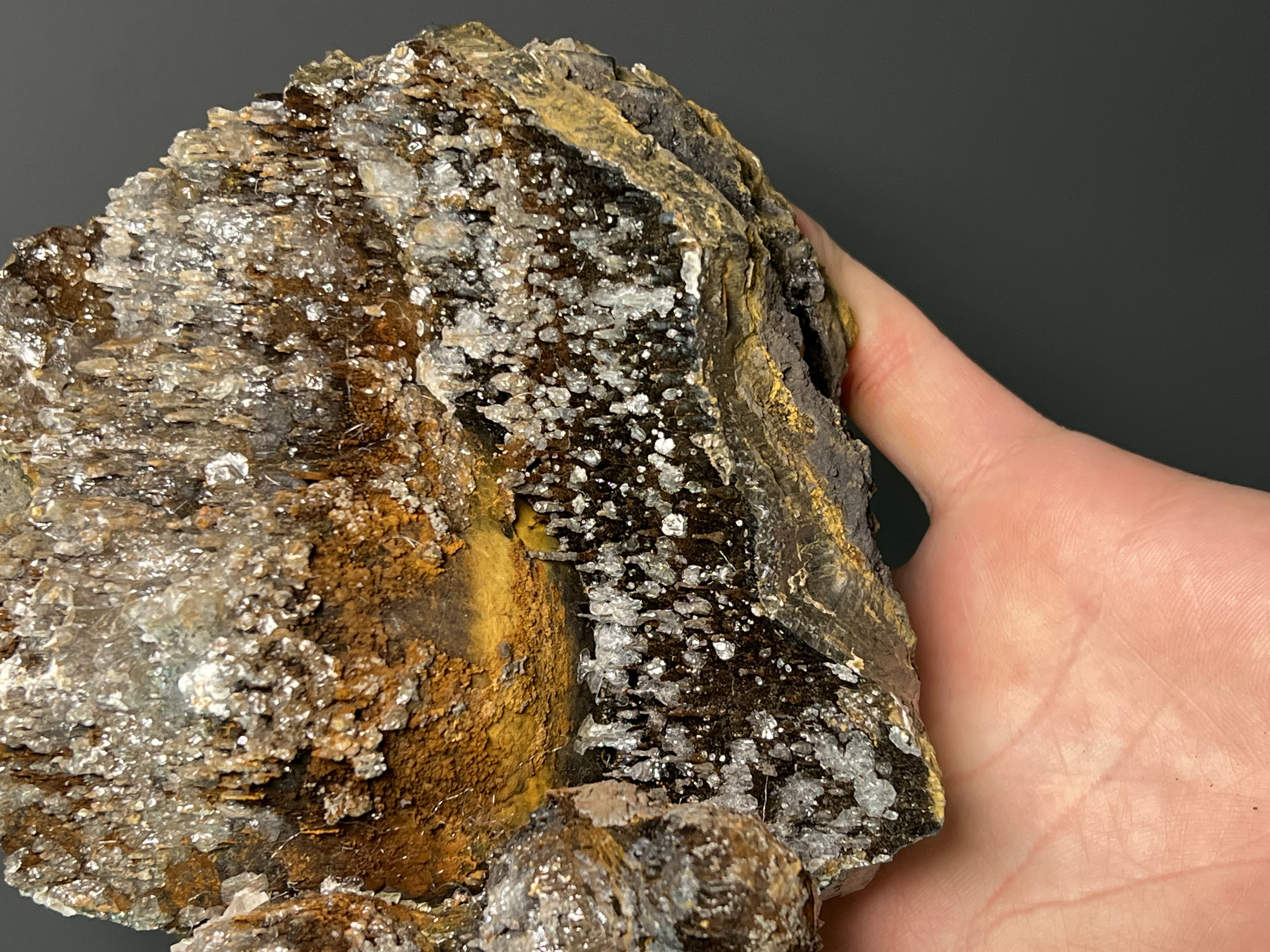 Museum Quality, Very Special Crystal Calcite And Limonite On Stalactite Goethite 