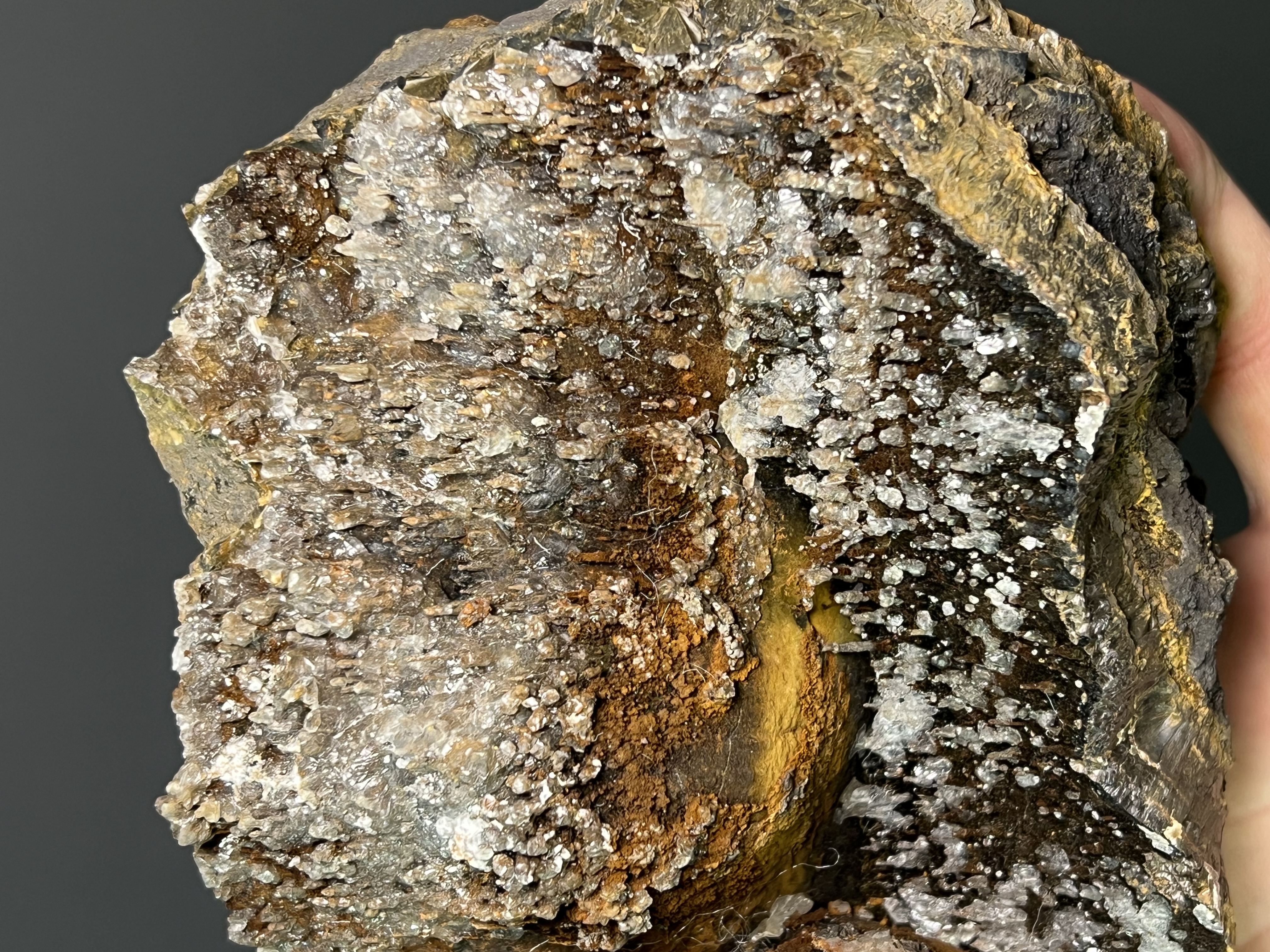 Museum Quality, Very Special Crystal Calcite And Limonite On Stalactite Goethite 