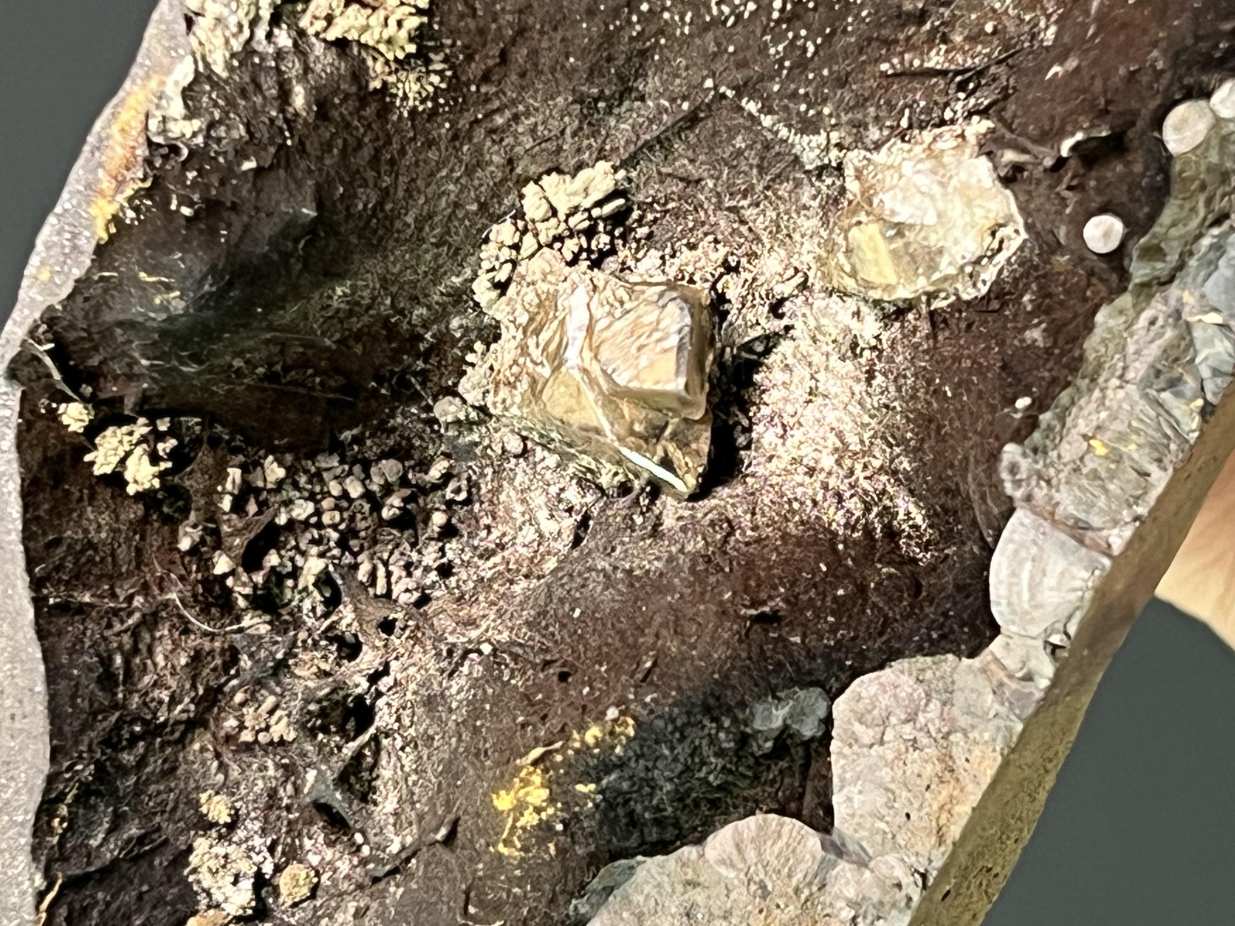 Very Unique Museum Piece, Specularite And Crystal Barite On Goethite