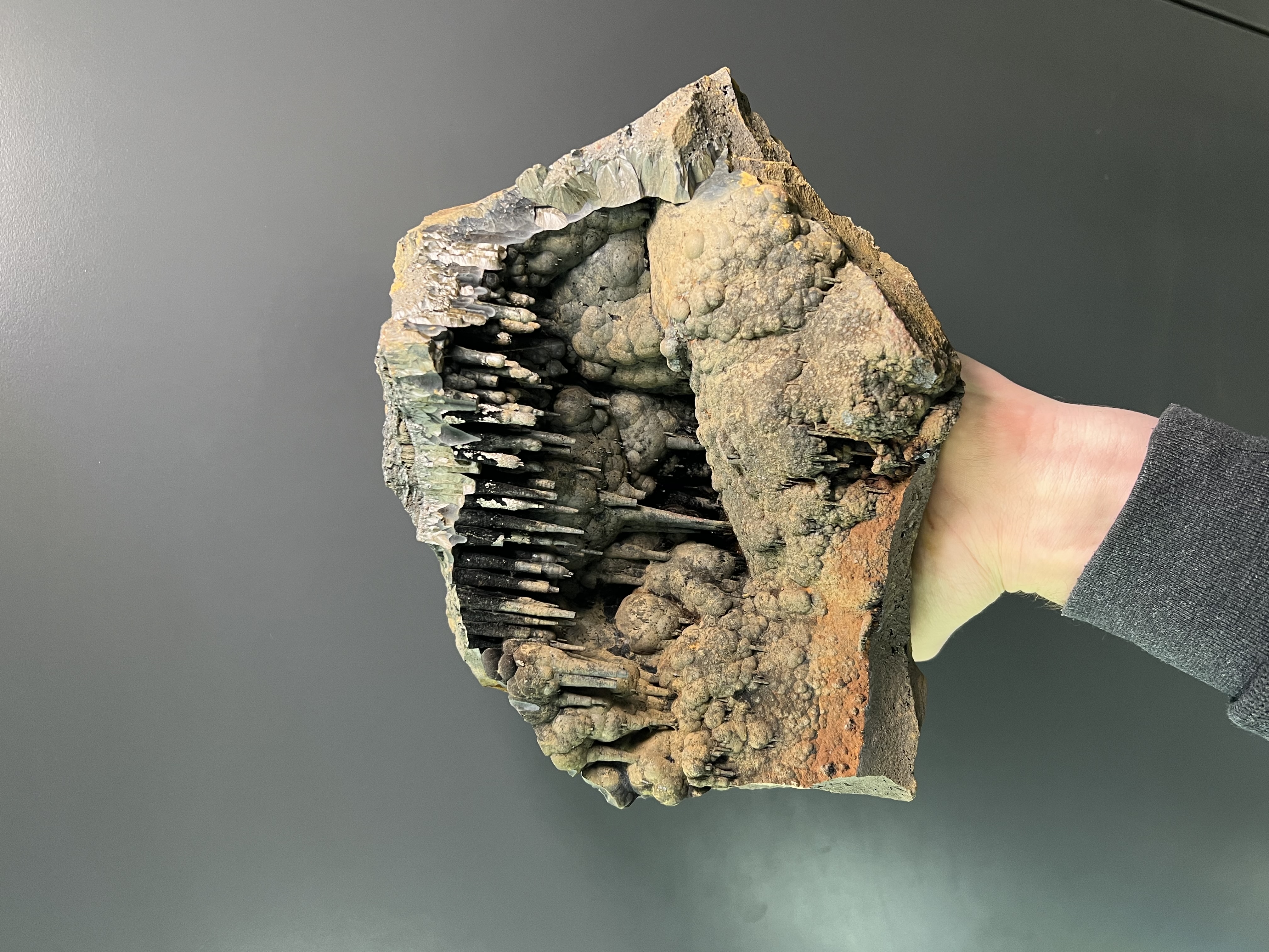 Museum Quality, Very Unique Big Piece, Limonite And Specularite On Stalactite Goethite 