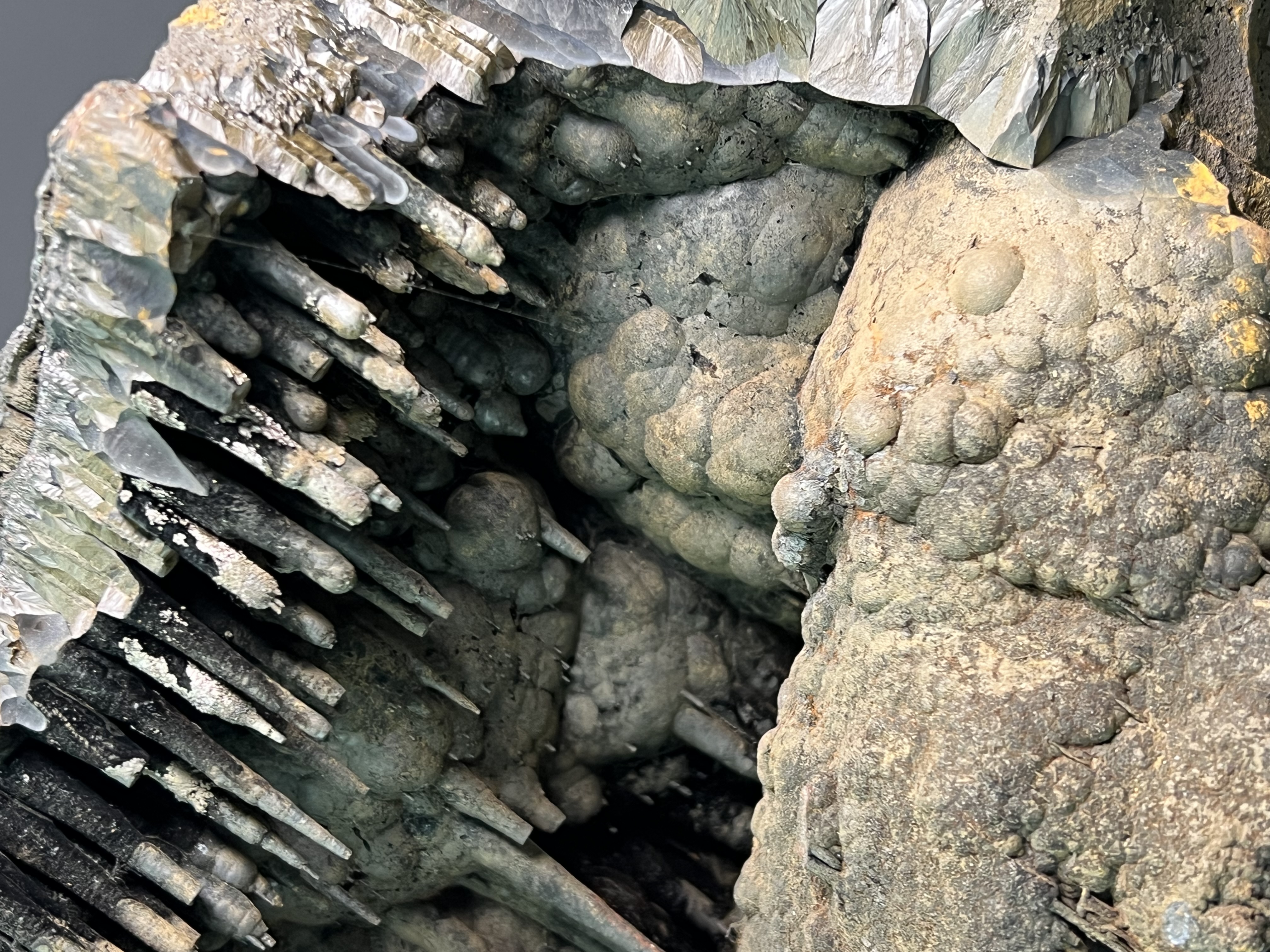 Museum Quality, Very Unique Big Piece, Limonite And Specularite On Stalactite Goethite 
