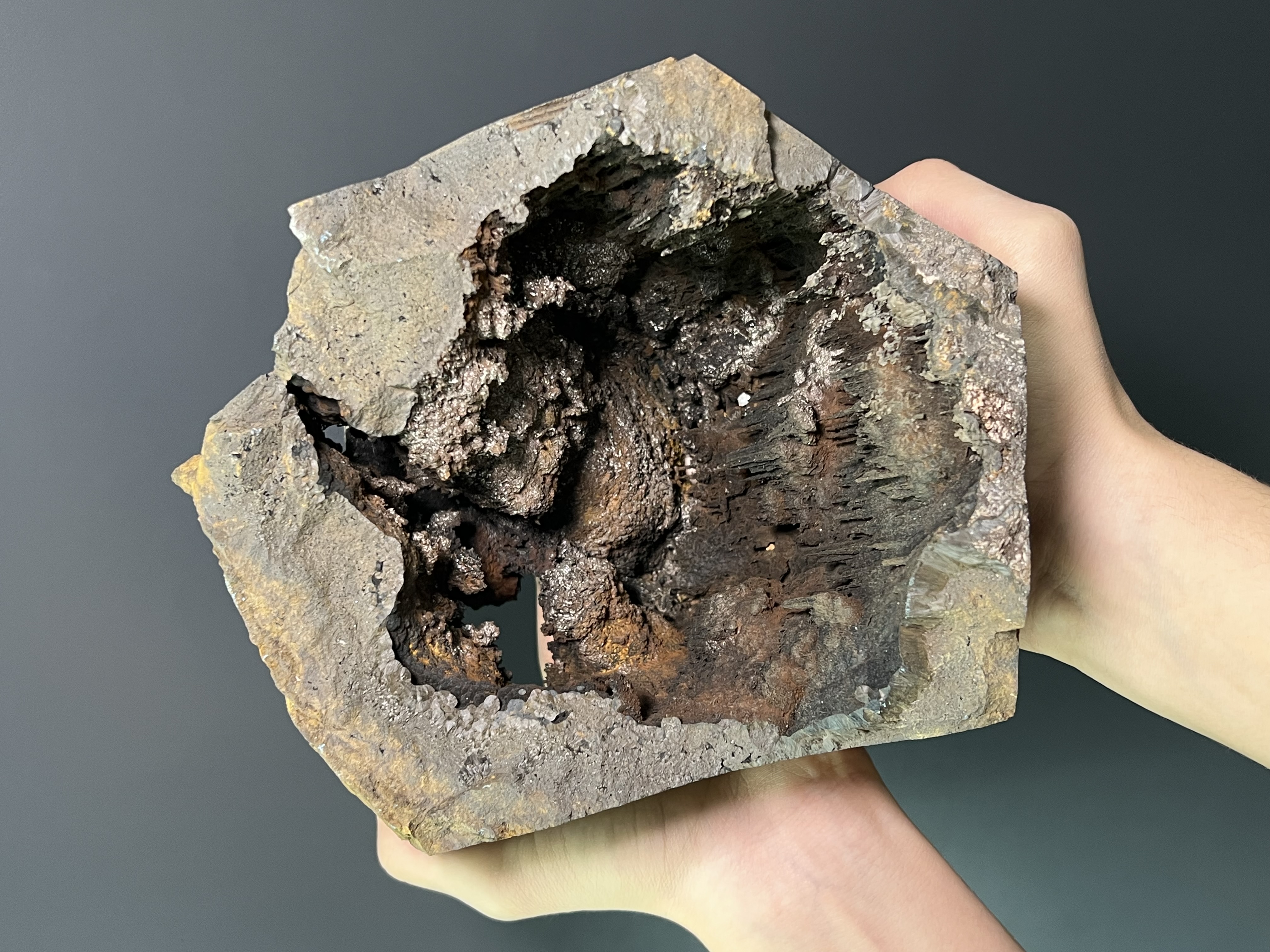 Museum Quality Very Special Limonite And Specularite With Cave Shaped Stalactite Goethite 