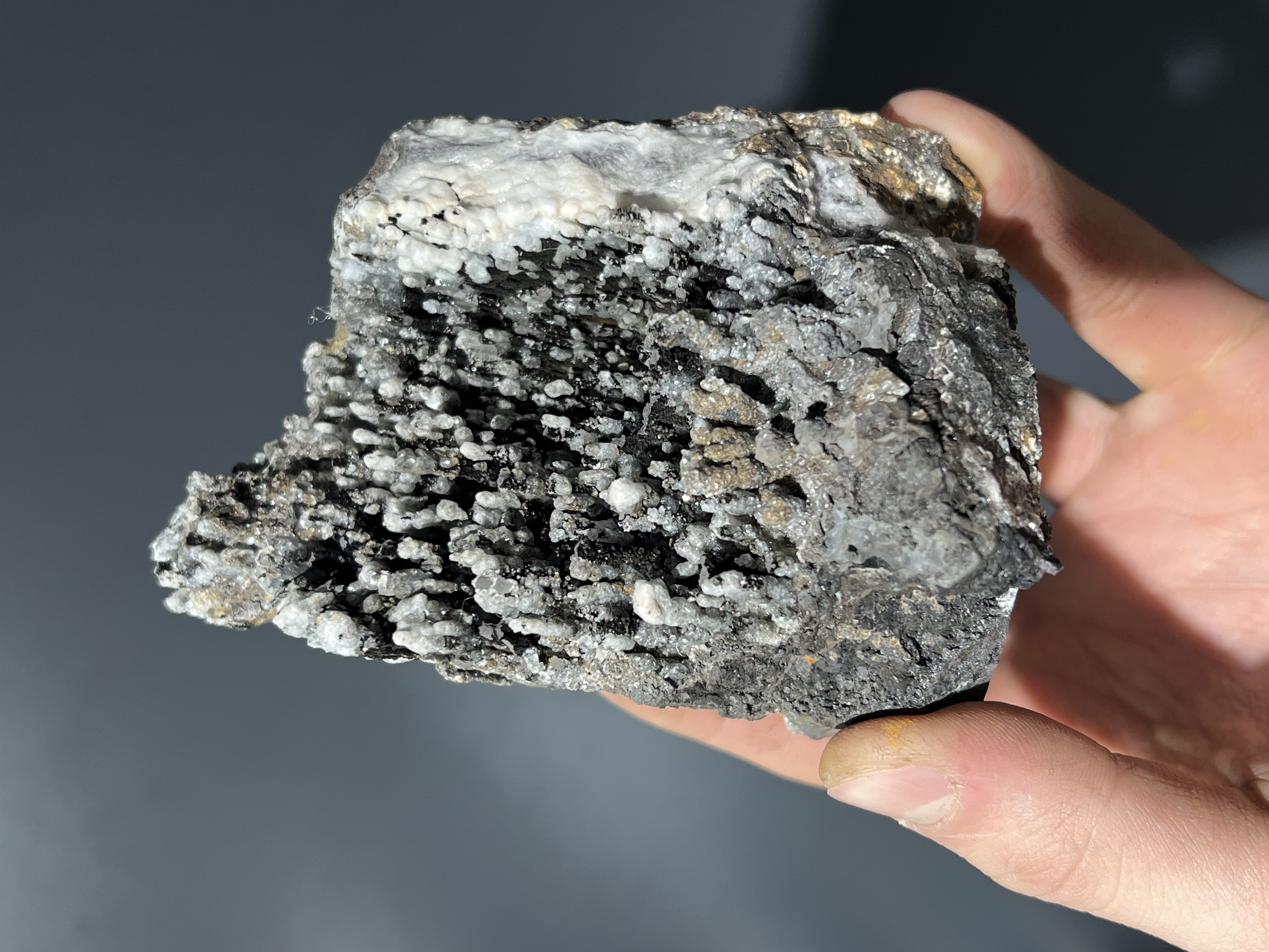 Museum Quality, Unique Crystal Calcite On Stalactite Goethite 