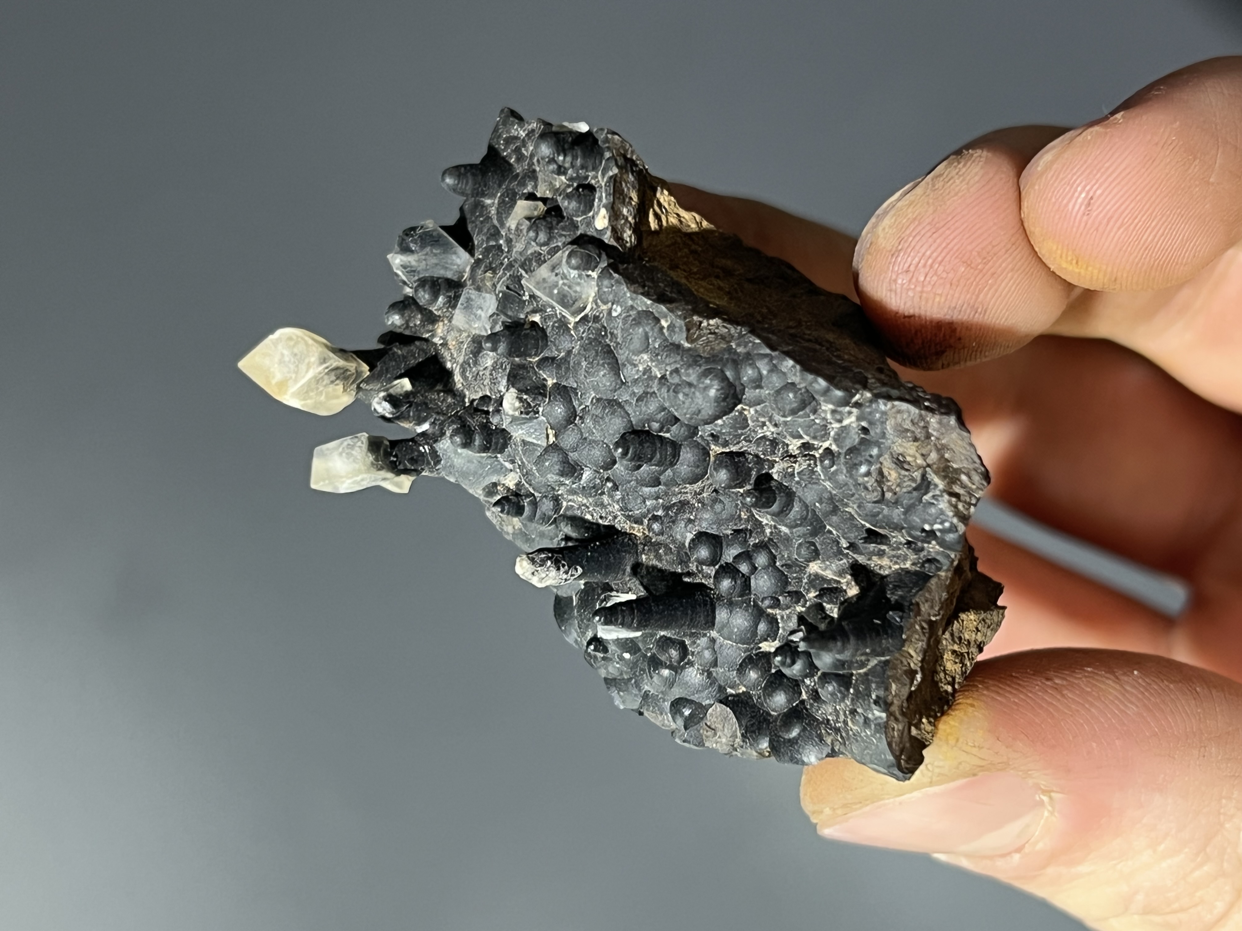 Very Special Museum Quality Cubic Crystal Calcite On Stalactite Goethite 