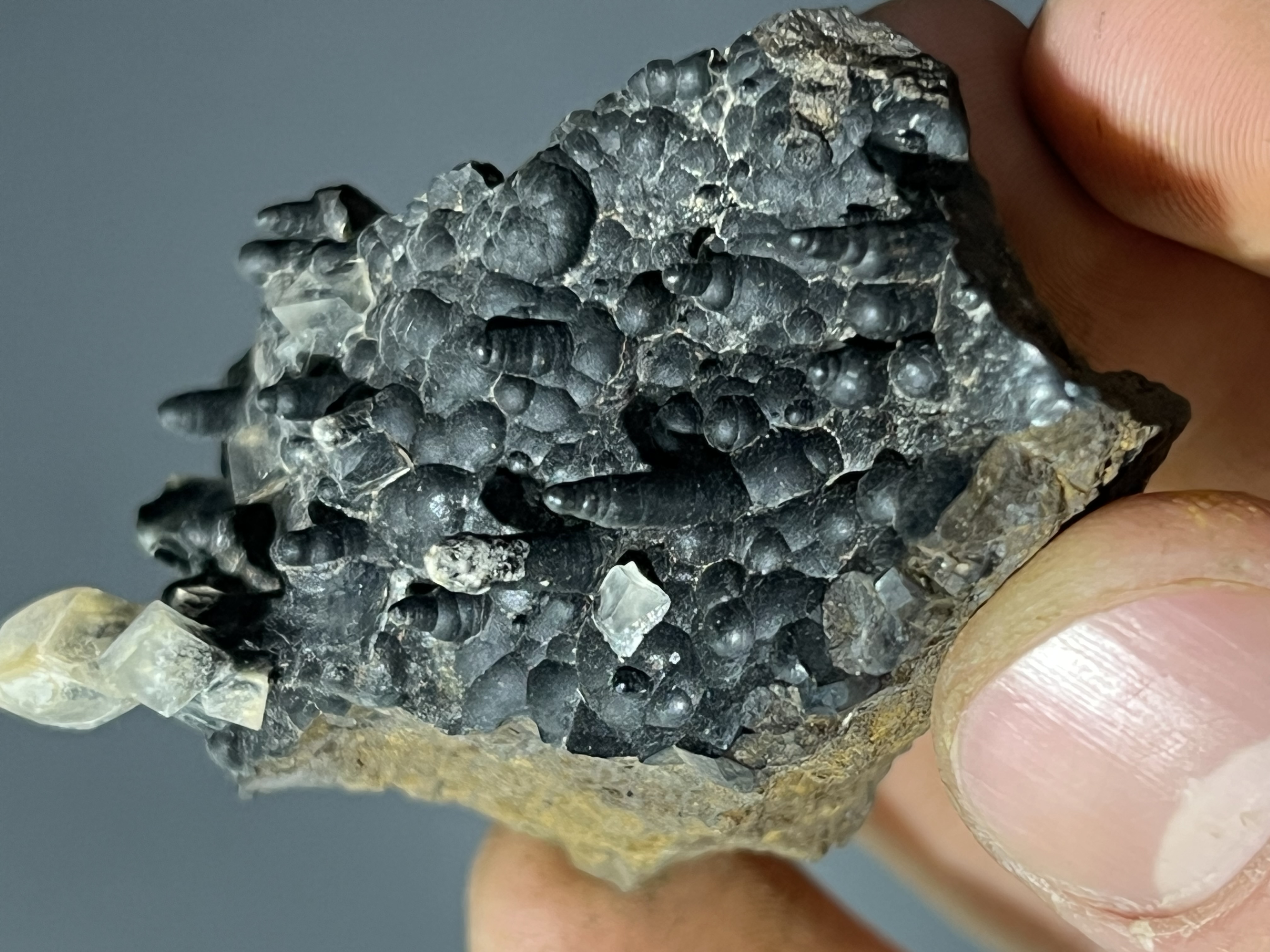 Very Special Museum Quality Cubic Crystal Calcite On Stalactite Goethite 