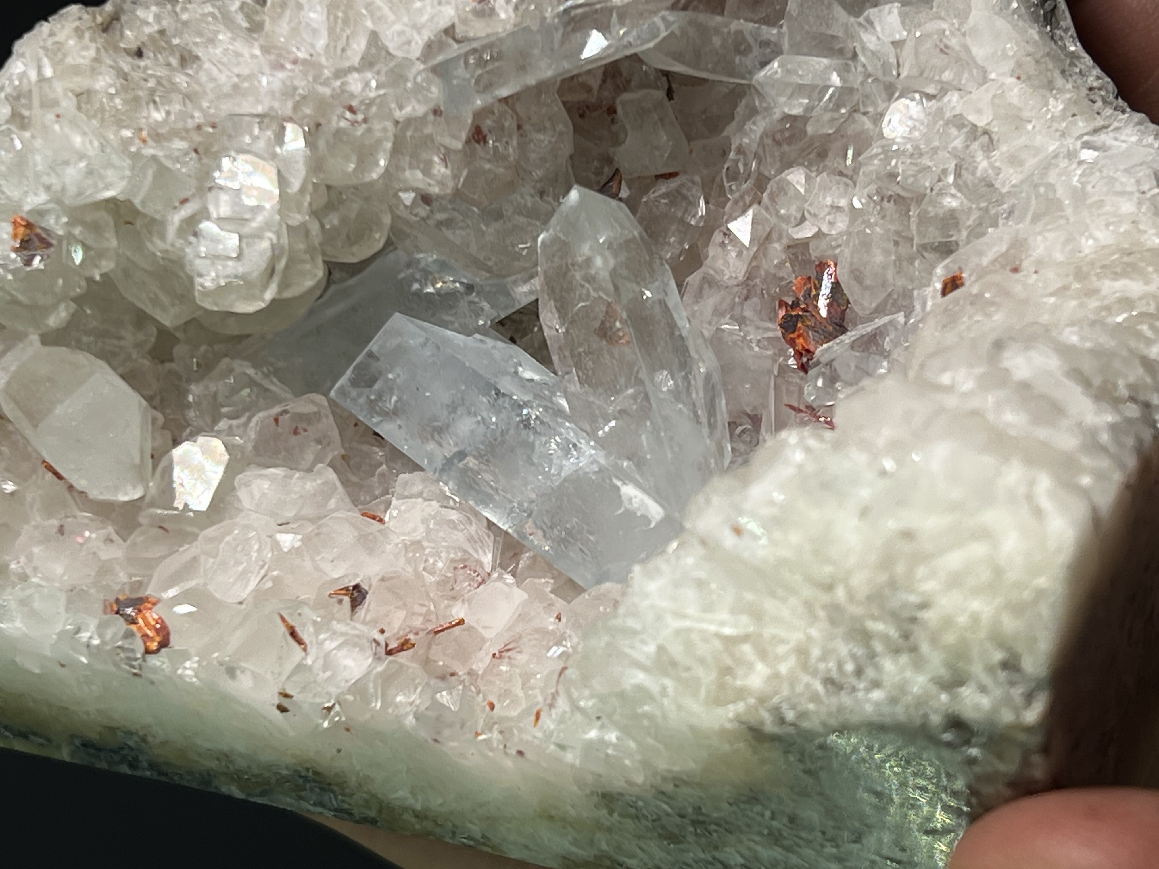 Unique Piece! Blue Celestine, Realgar And Orpiment On Colemanite 