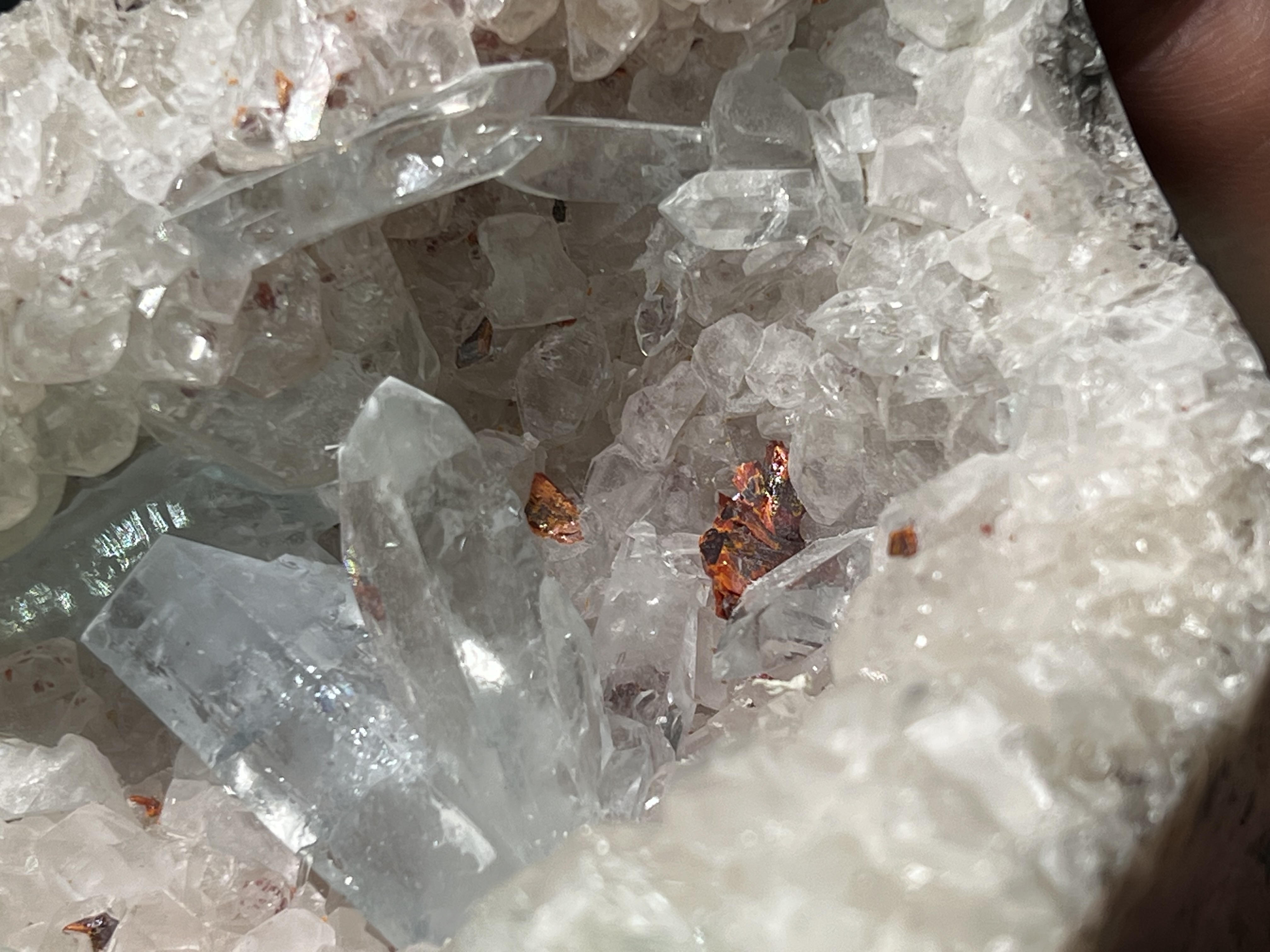 Unique Piece! Blue Celestine, Realgar And Orpiment On Colemanite 