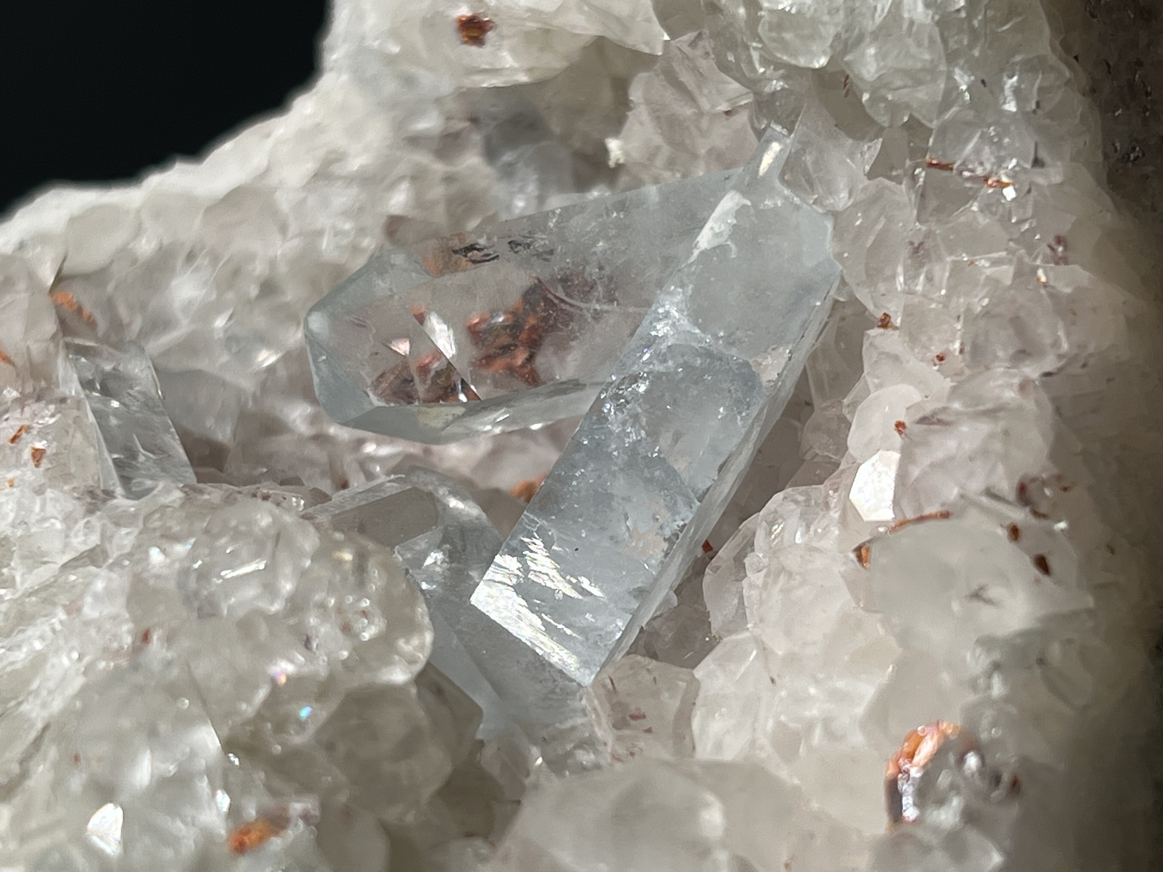 Unique Piece! Blue Celestine, Realgar And Orpiment On Colemanite 