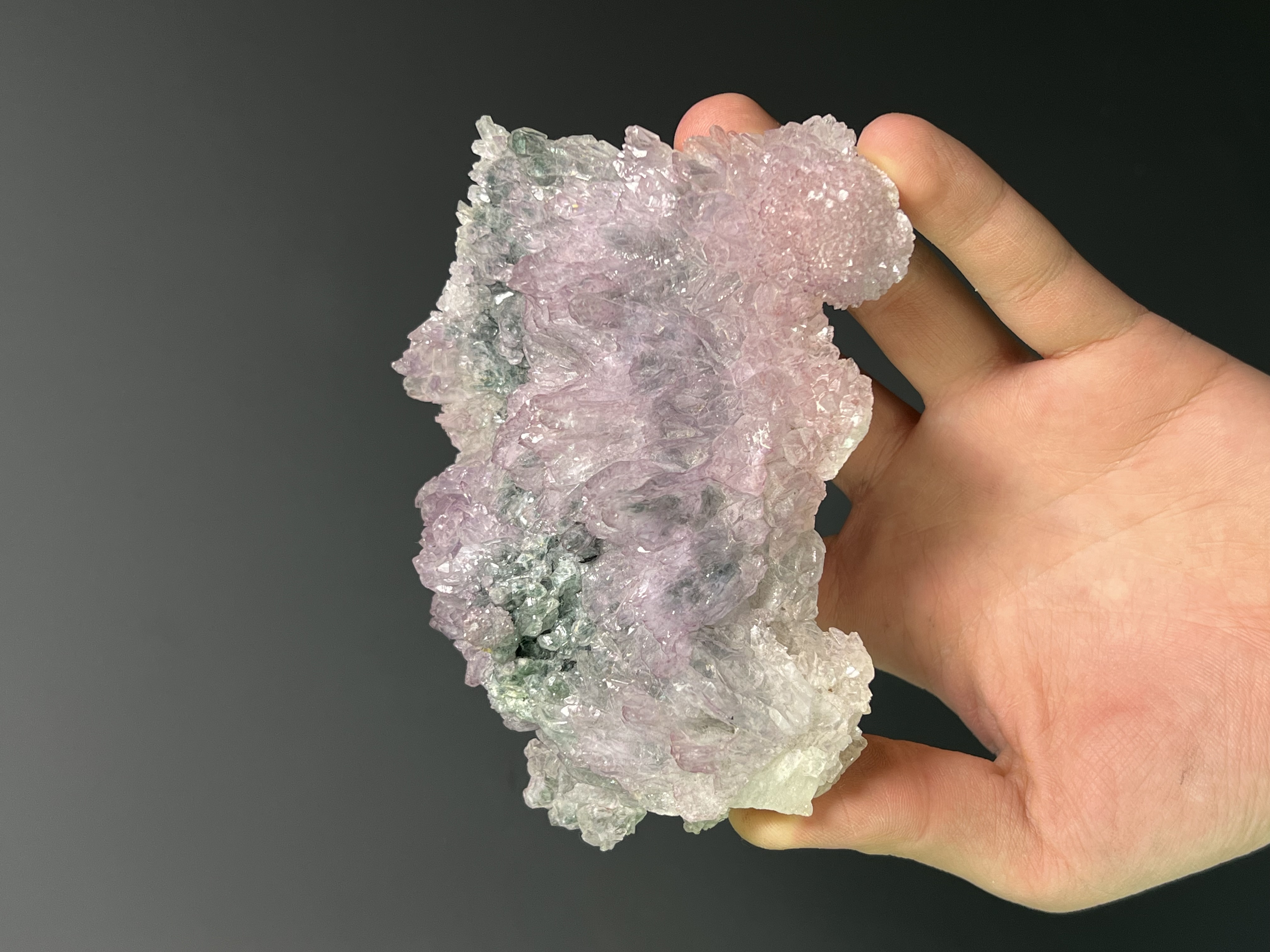 Amethyst Flower Quartz With Celadonite Inclusion, 344gram