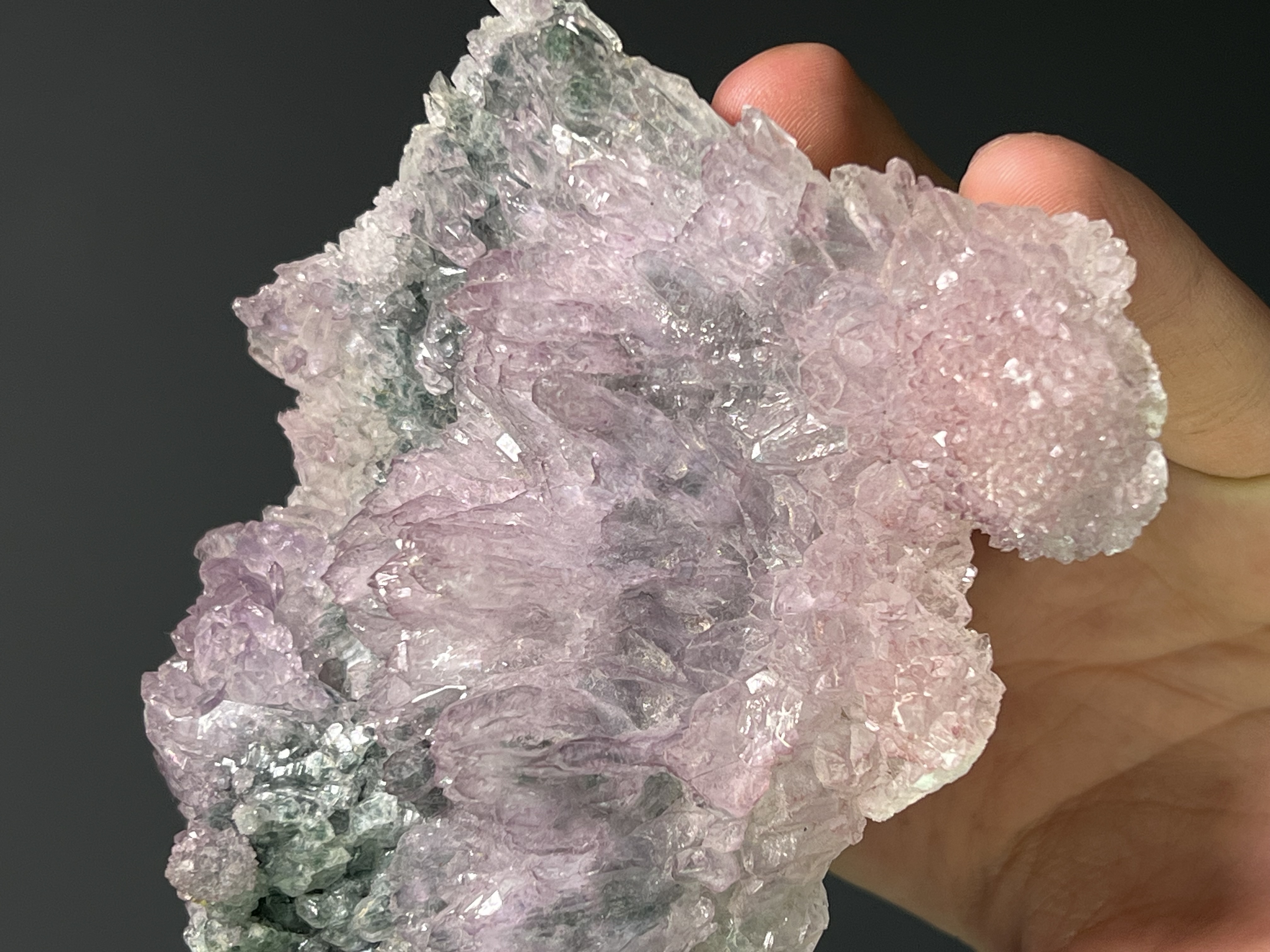 Amethyst Flower Quartz With Celadonite Inclusion, 344gram