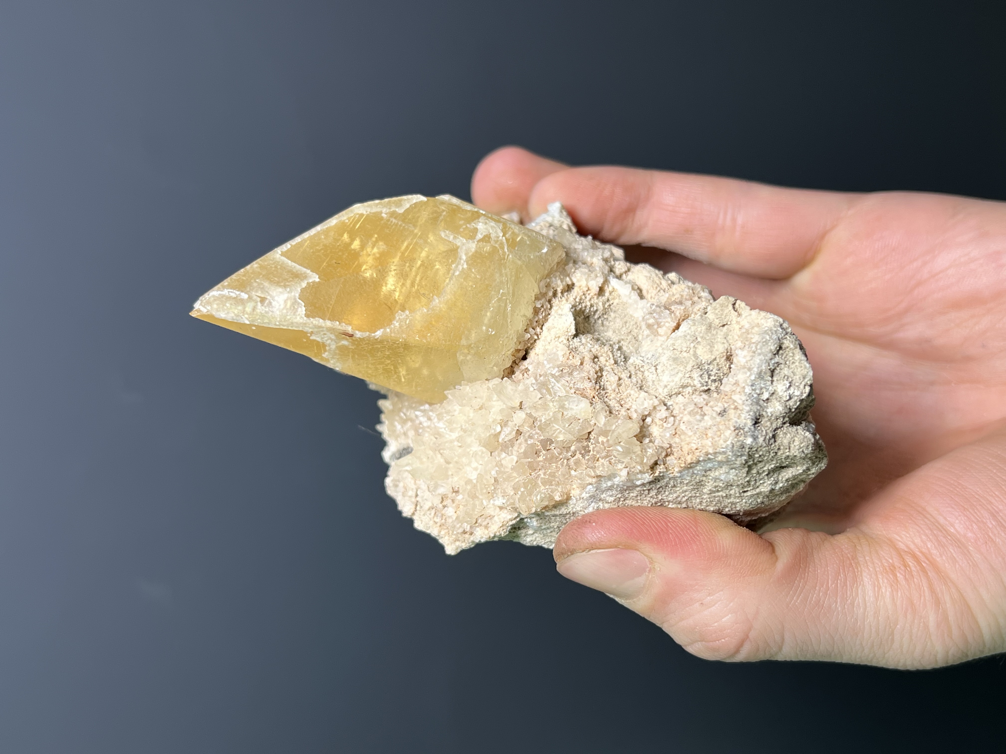 Rare Golden Yellow Tooth Calcite Specimen, 470gram