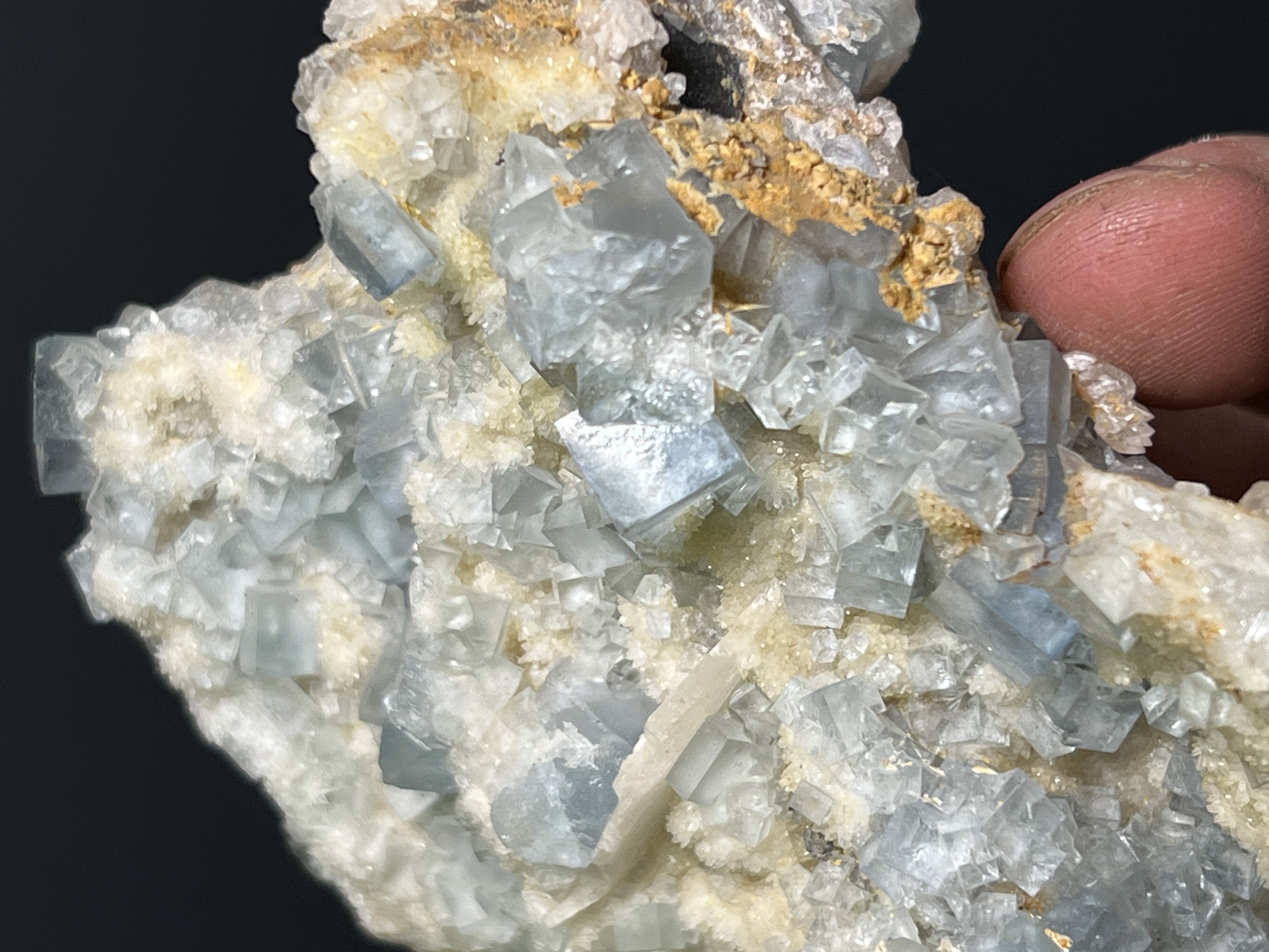 Blue Fluorite With Stilbite, 518gram