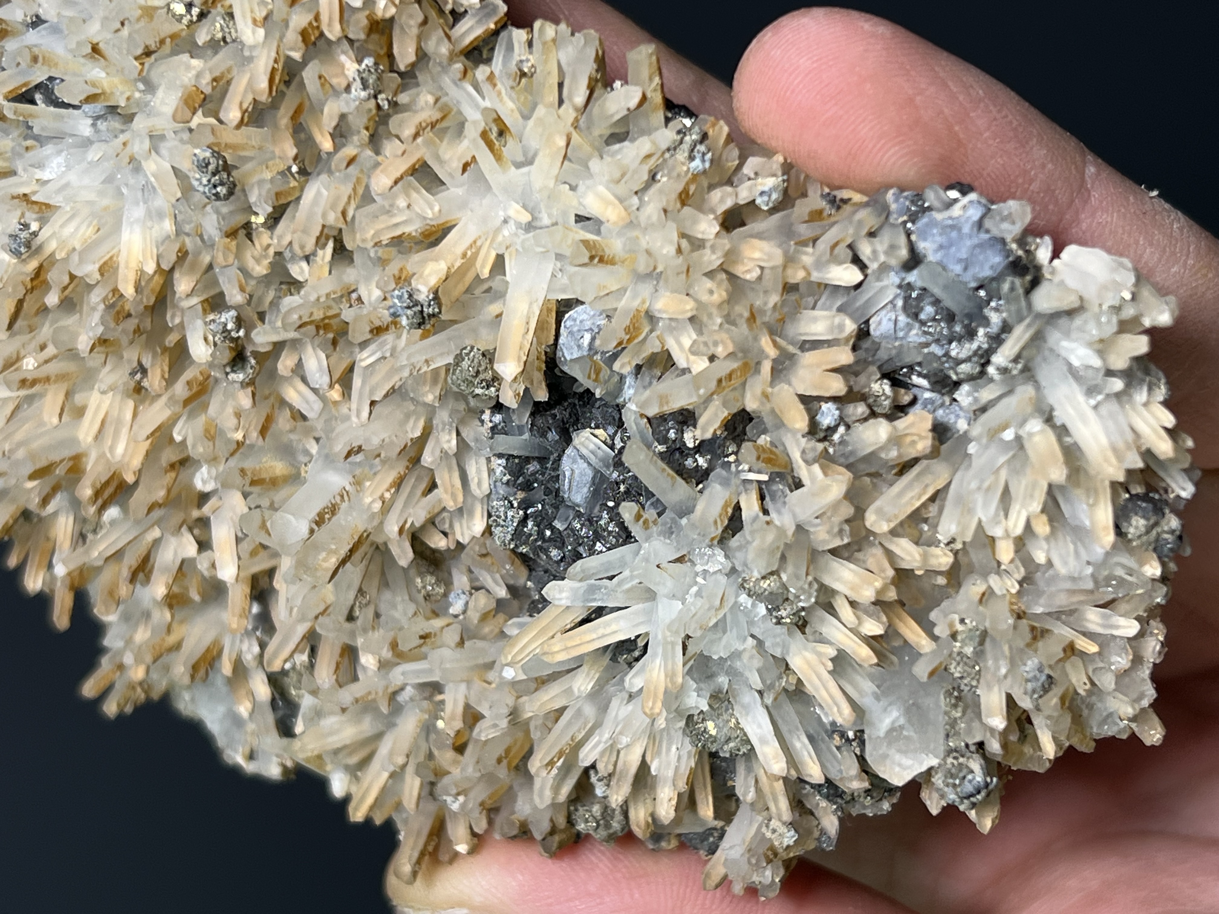Very Special Sphalerite And Pyrite On Gypsum Crystal Selenite Specimen, 254gram