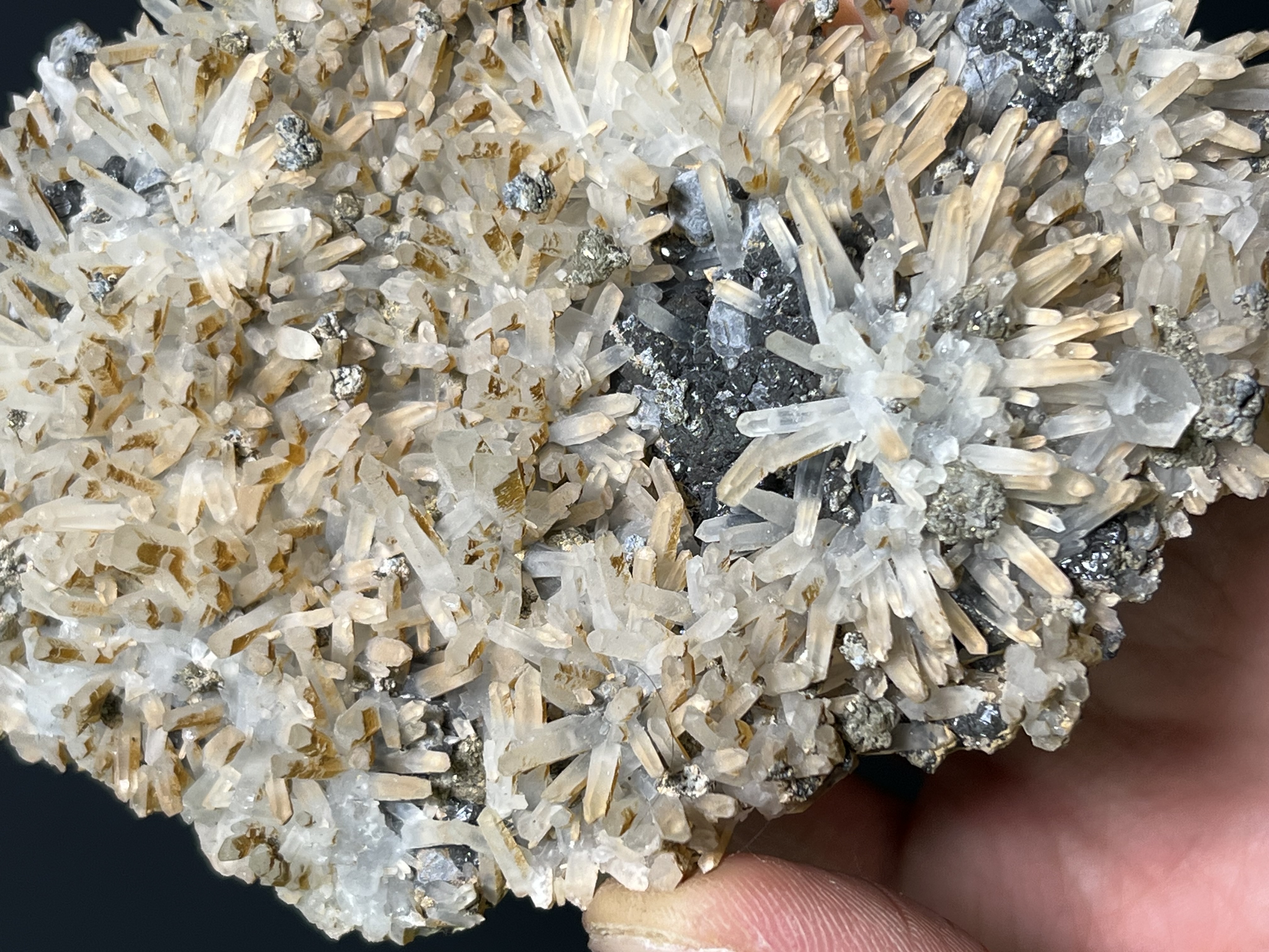 Very Special Sphalerite And Pyrite On Gypsum Crystal Selenite Specimen, 254gram