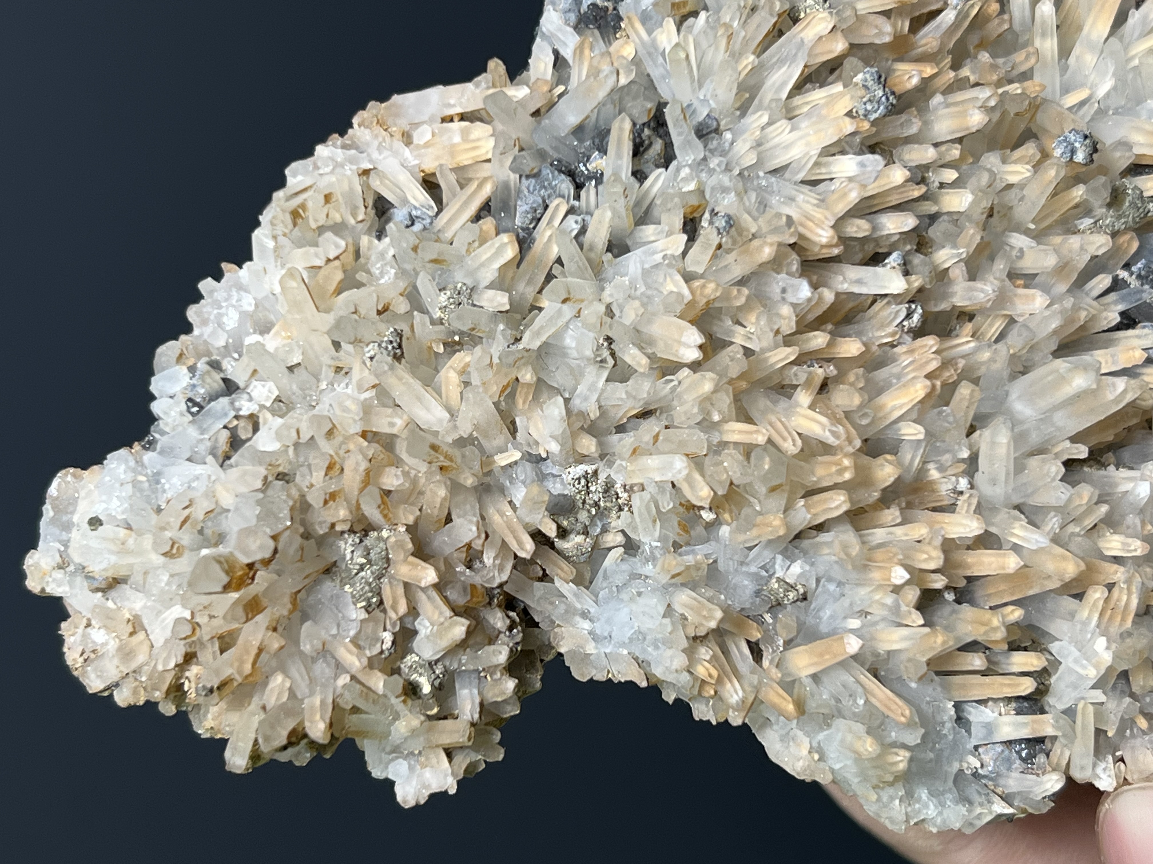 Very Special Sphalerite And Pyrite On Gypsum Crystal Selenite Specimen, 254gram