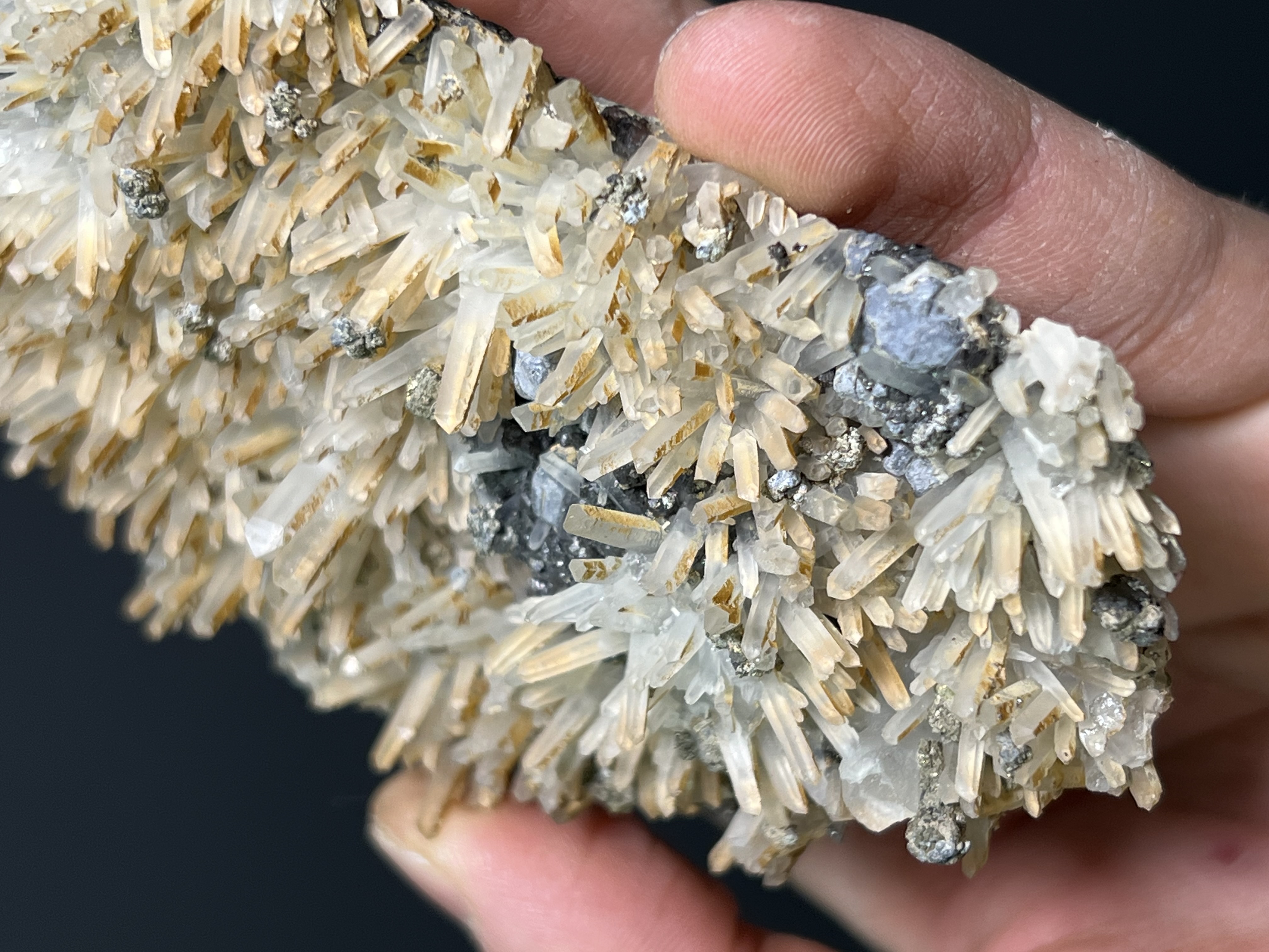 Very Special Sphalerite And Pyrite On Gypsum Crystal Selenite Specimen, 254gram