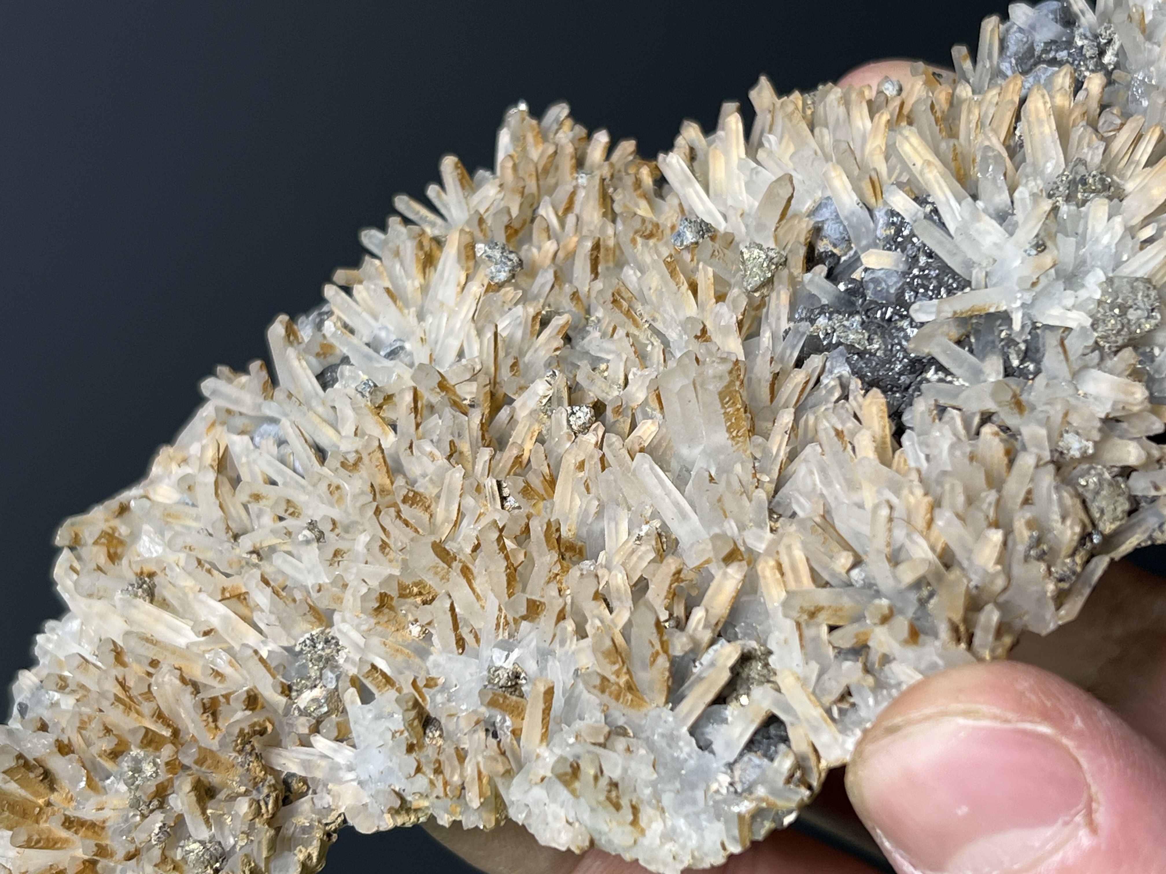 Very Special Sphalerite And Pyrite On Gypsum Crystal Selenite Specimen, 254gram