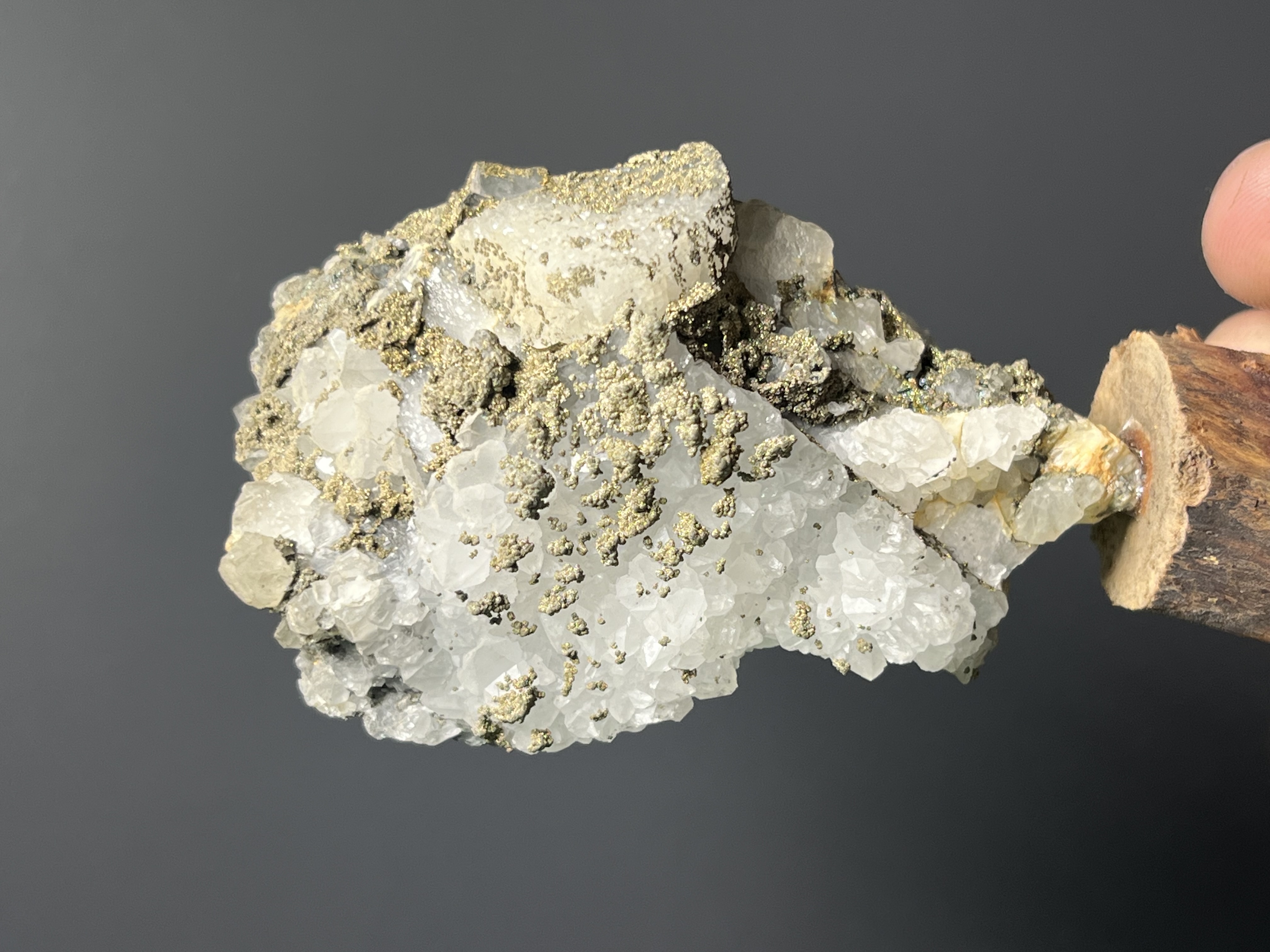 Pyrite On Crystal Quartz Specimen, 100gram