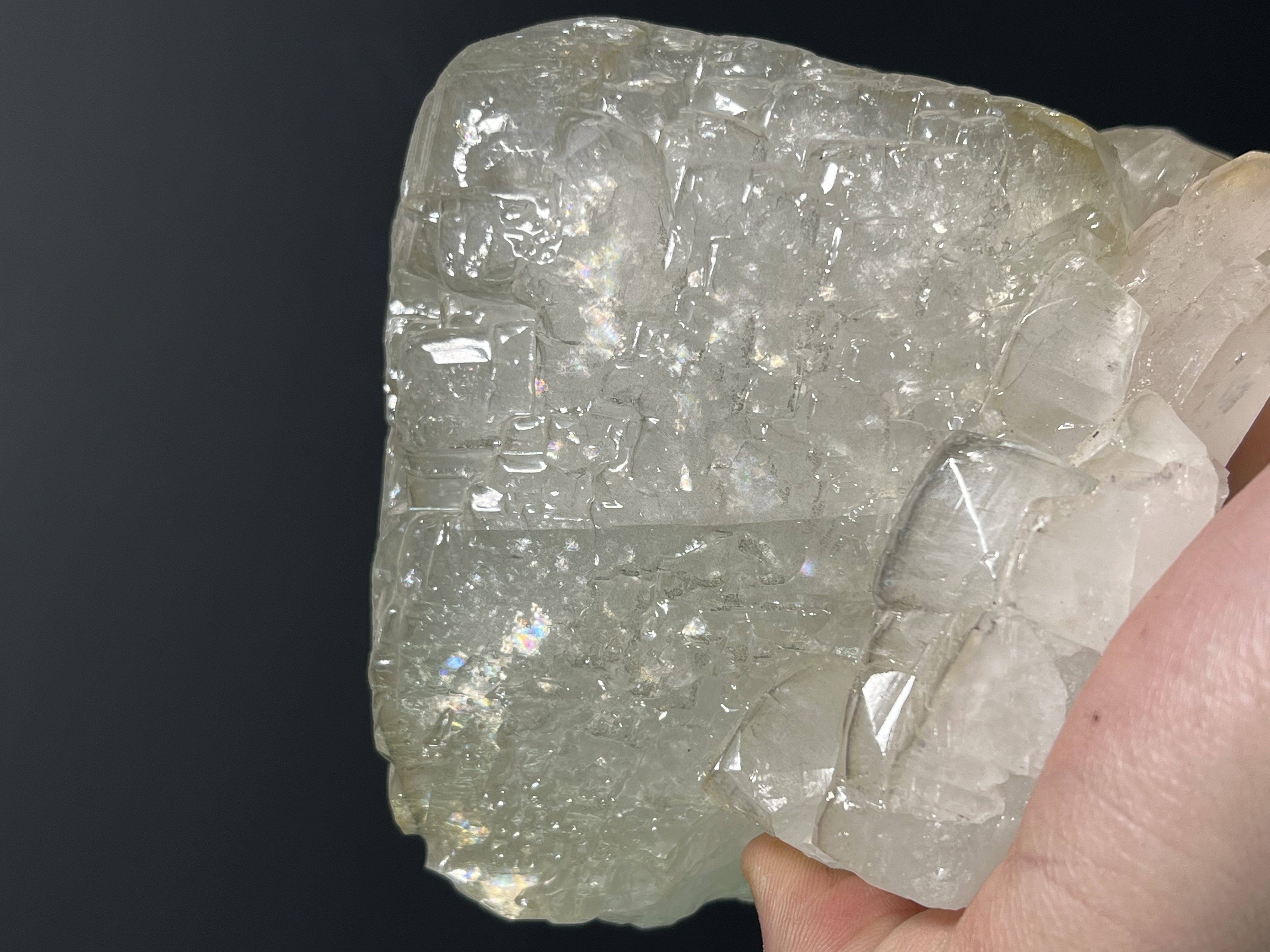 Special, Colored Alloys Clear Gray Crystal Calcite Specimen, 2kg