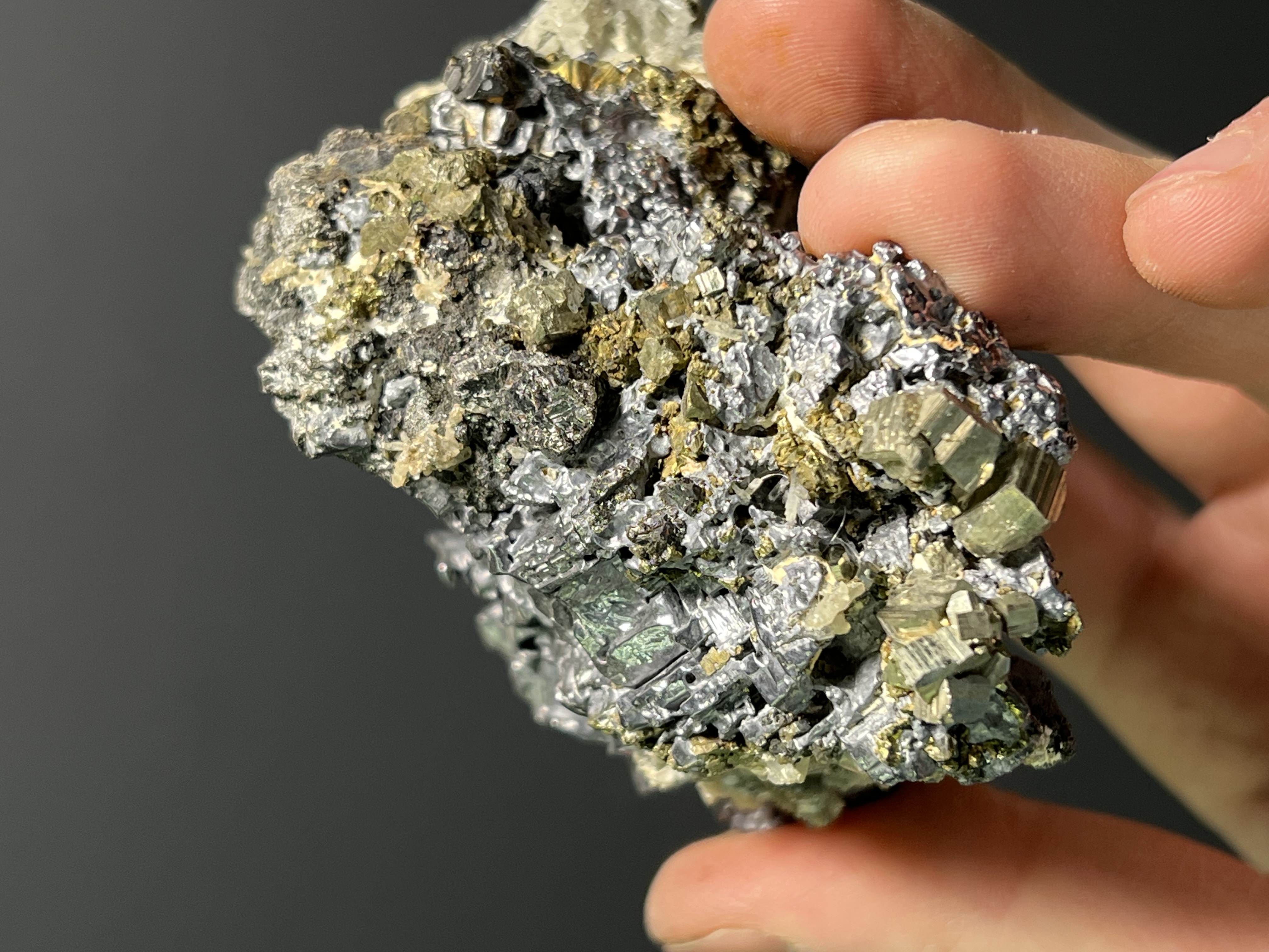 Pyrite And Quartz With Galena Specimen, 470gram