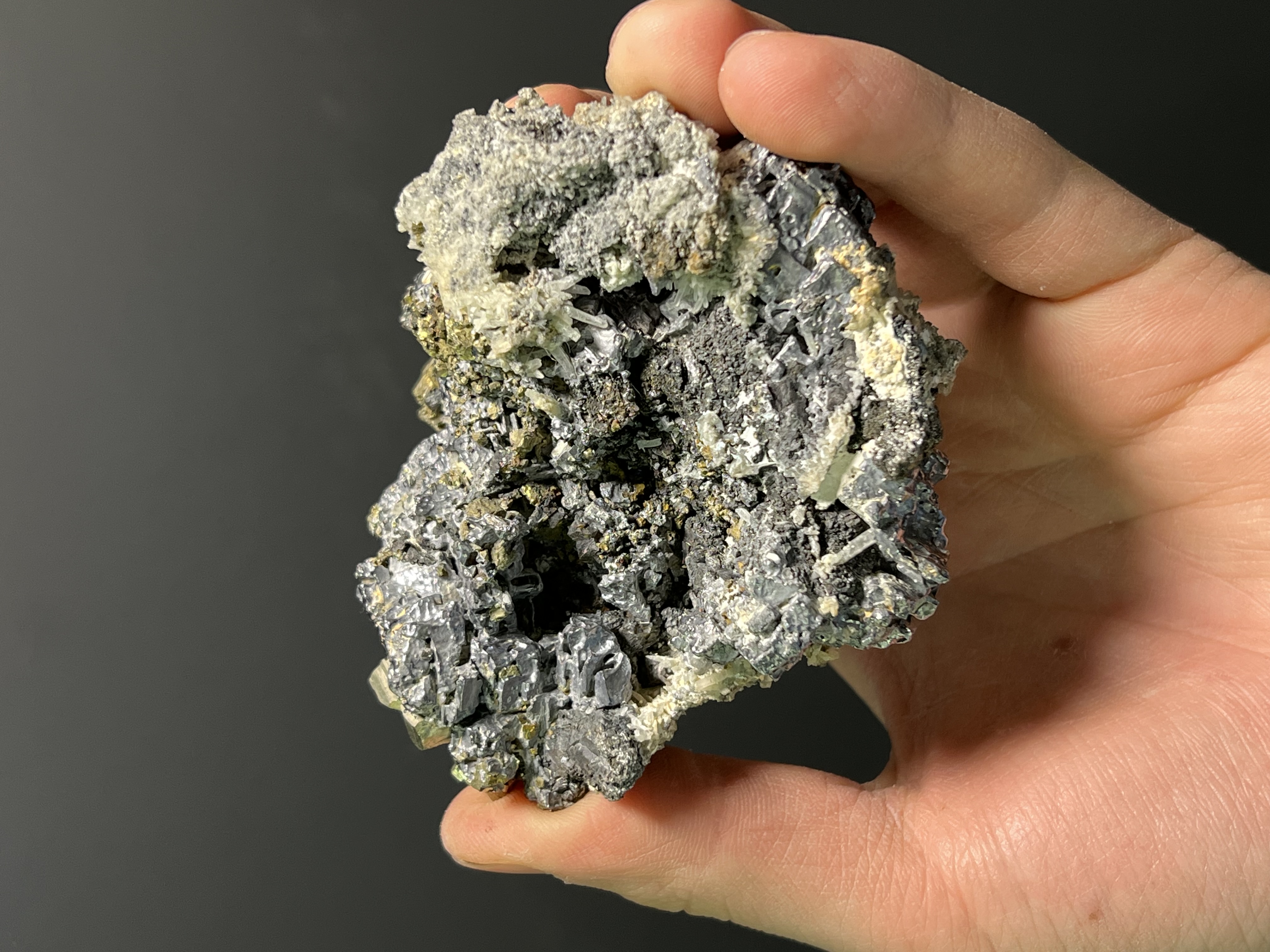 Pyrite And Quartz With Galena Specimen, 470gram