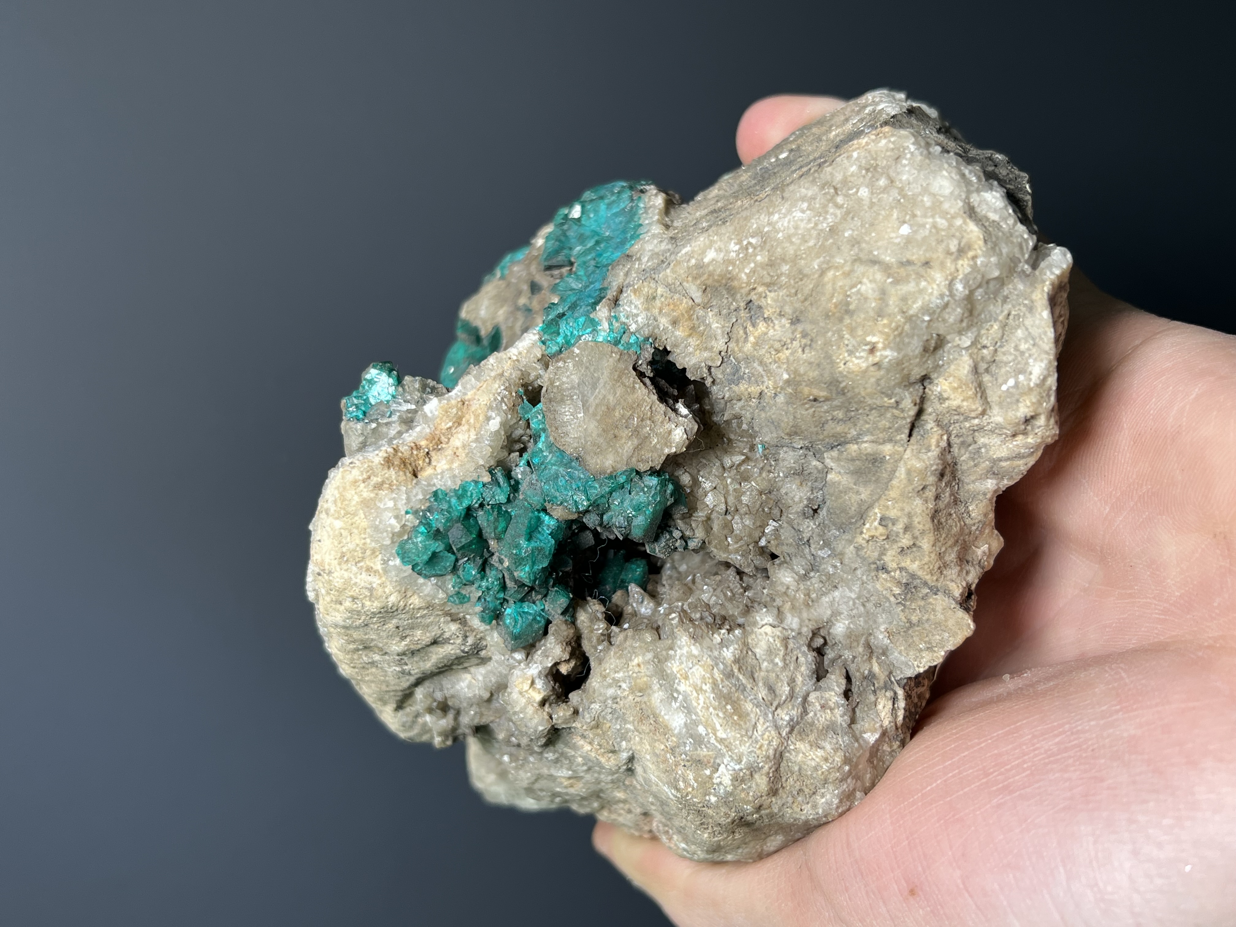 Very Special Dioptase On Matrix Specimen, 1,1kg