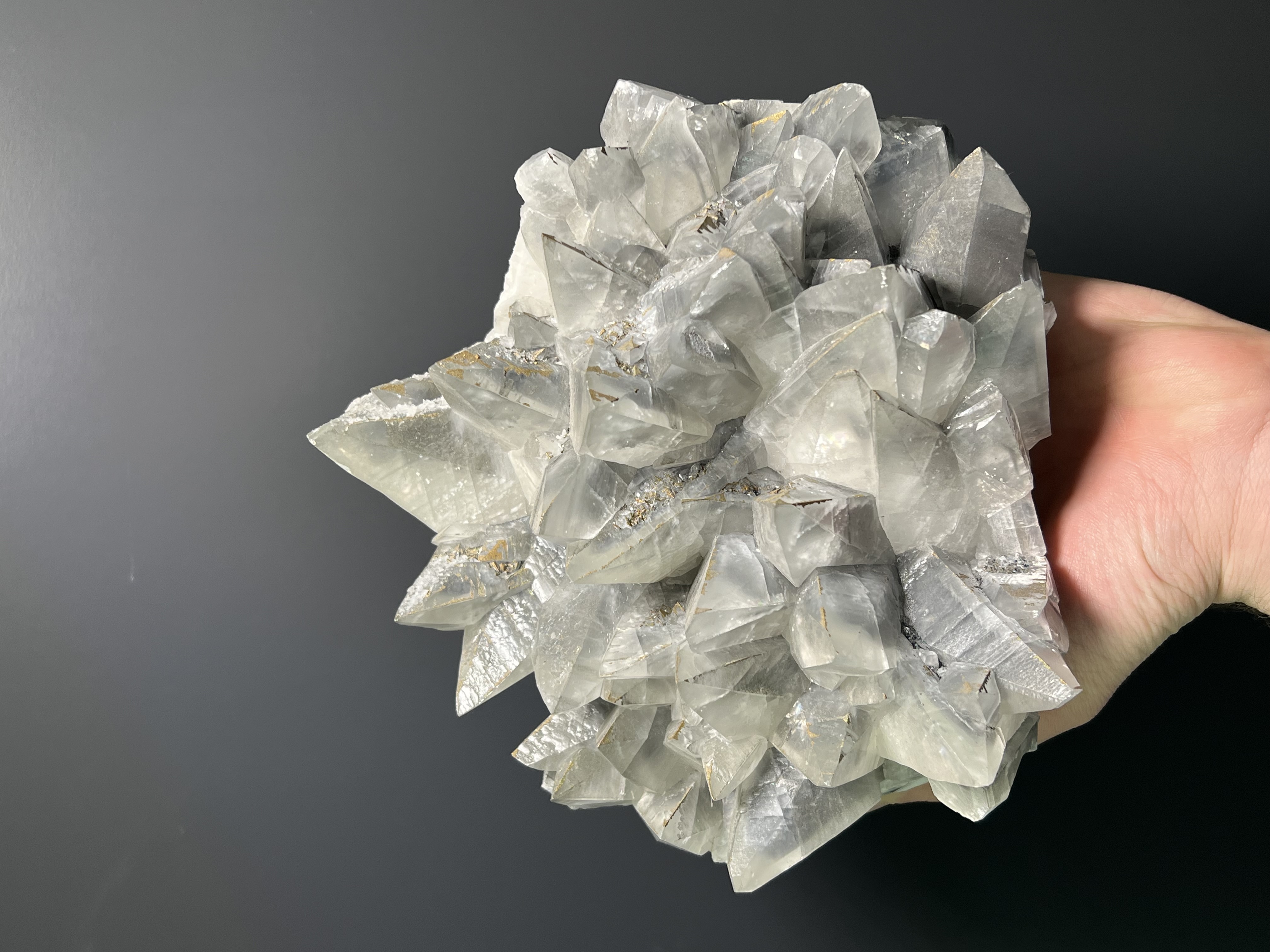 Large Size, Pyrite With Gray Crystal Calcite - Turkey